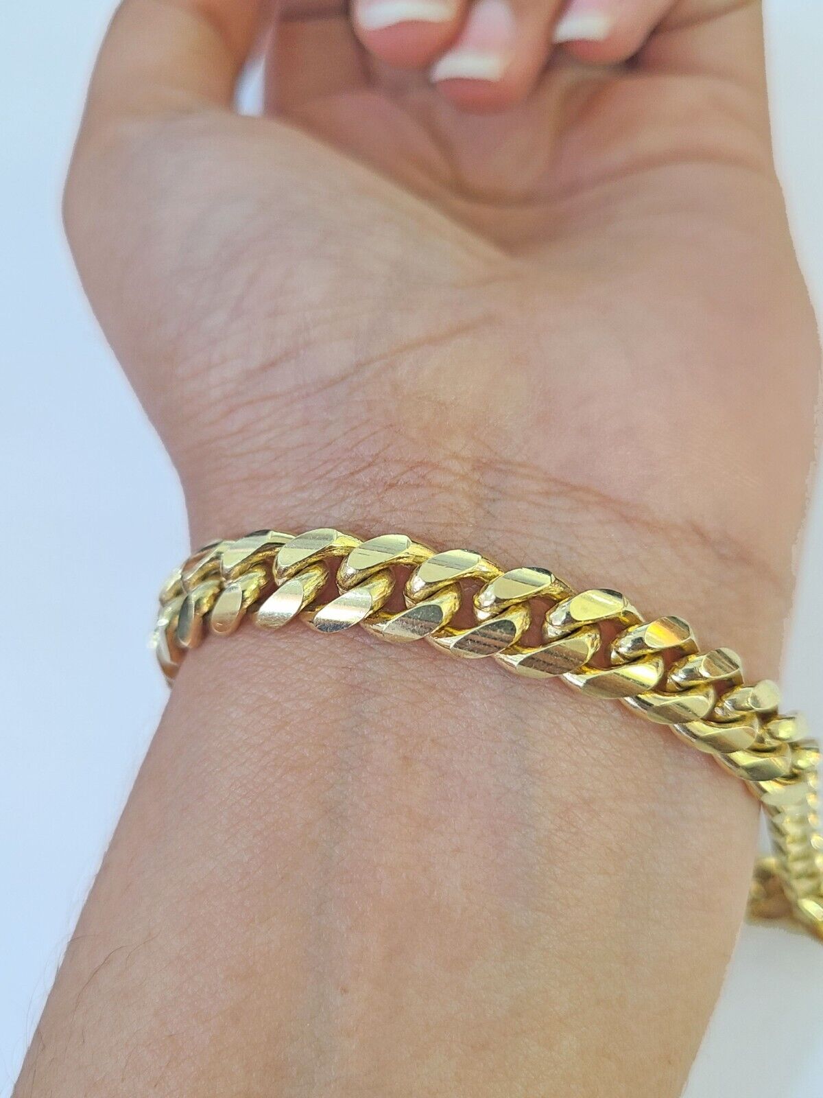 Real 10k Miami Cuban Link Bracelet Gold 8mm 8.5" Box Lock 10kt Yellow Gold - GoldenlinQ
