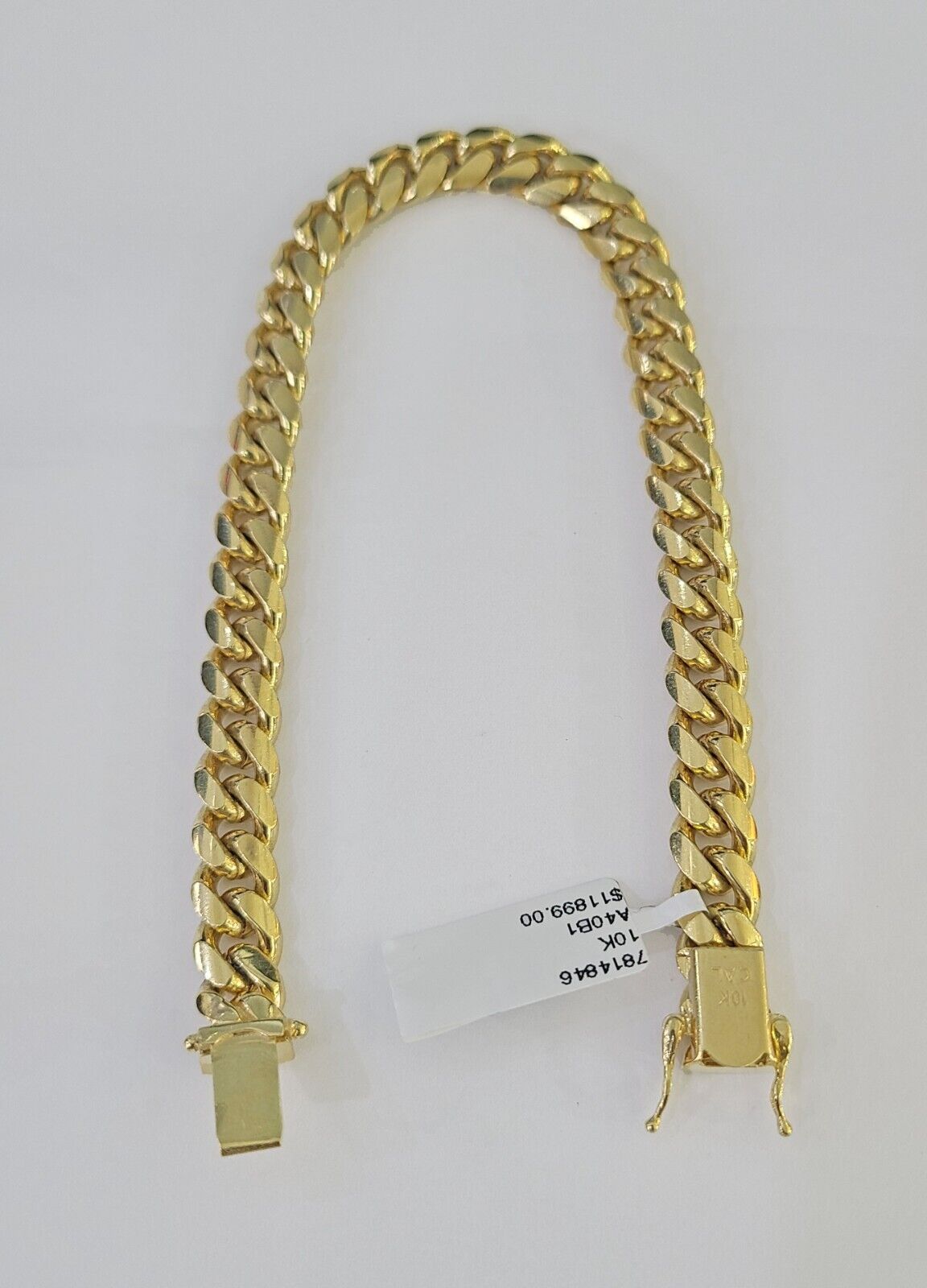 Real 10k Miami Cuban Link Bracelet Gold 8mm 8.5" Box Lock 10kt Yellow Gold - GoldenlinQ