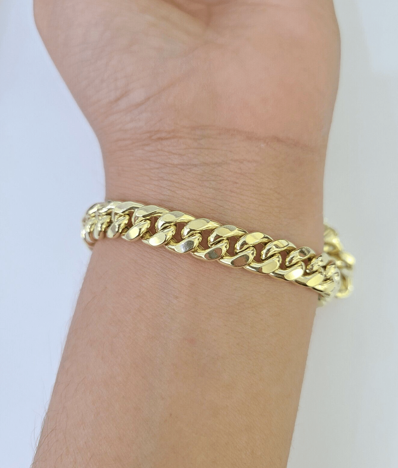 Real 10k Miami Cuban Link Bracelet Gold 9mm 9.5" Box Lock 10kt Yellow Gold - GoldenlinQ
