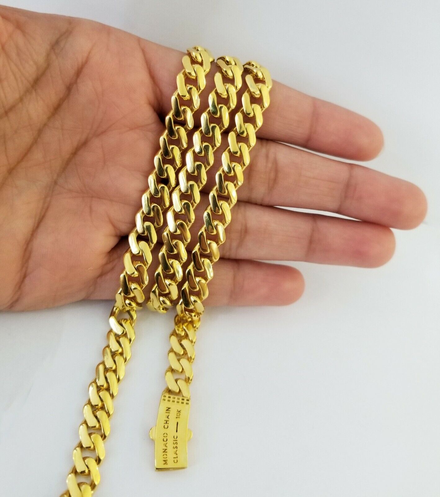 Real 10k Miami Cuban Link Monaco Chain 9mm 24" inch Box Clasp 10kt Gold necklace - GoldenlinQ