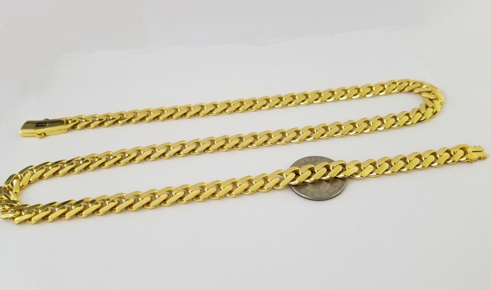 Real 10k Miami Cuban Link Monaco Chain 9mm 24" inch Box Clasp 10kt Gold necklace - GoldenlinQ