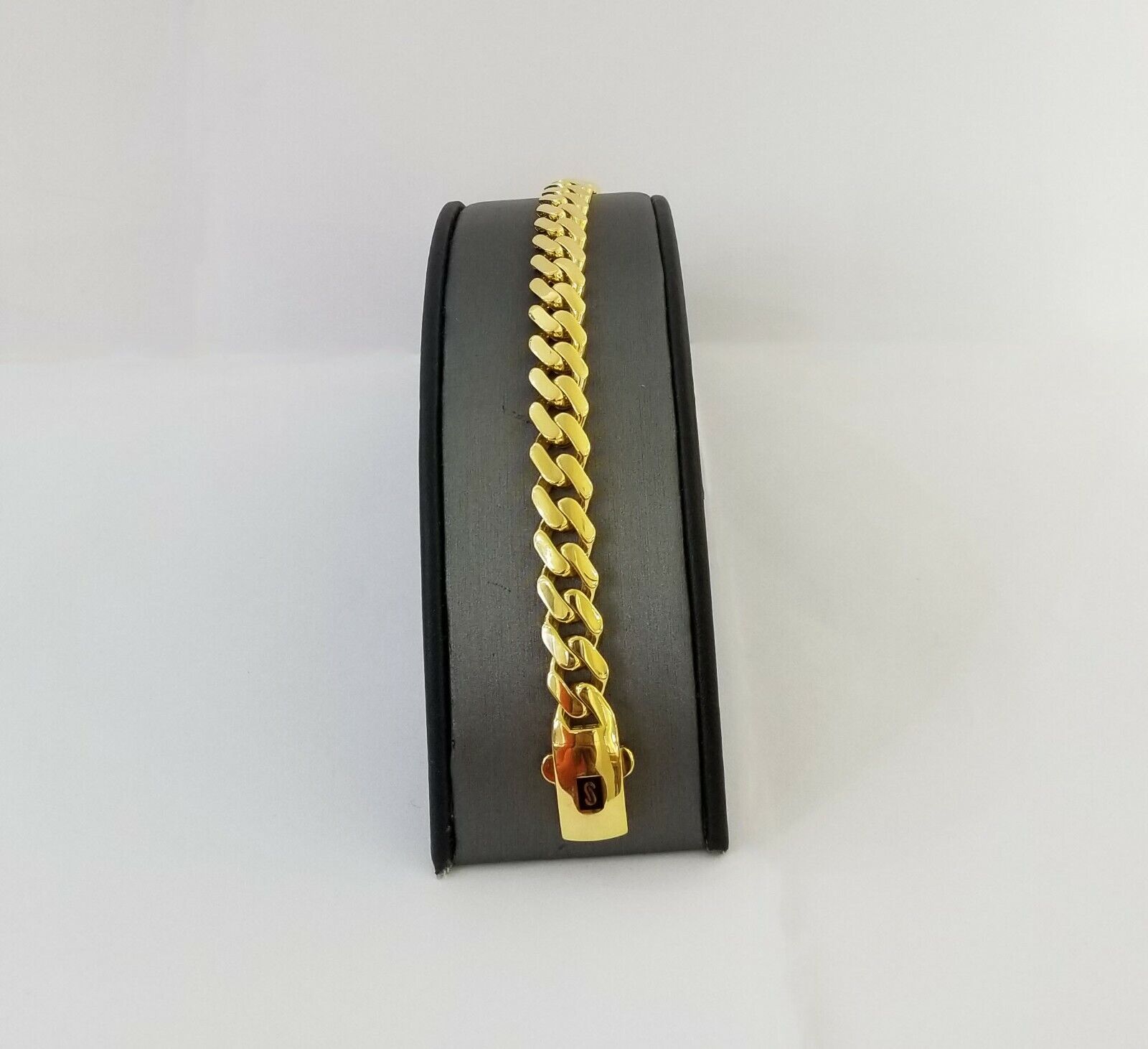 Real 10k Miami Cuban Link Monaco Chain 9mm Box Clasp 8" bracelet - GoldenlinQ