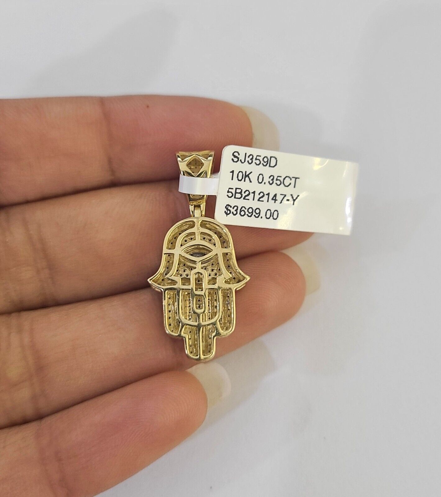 Real 10k Milano Rope Chain Diamond Hamsa Charm Necklace SET 3mm 18" 20" 22" 24" - GoldenlinQ