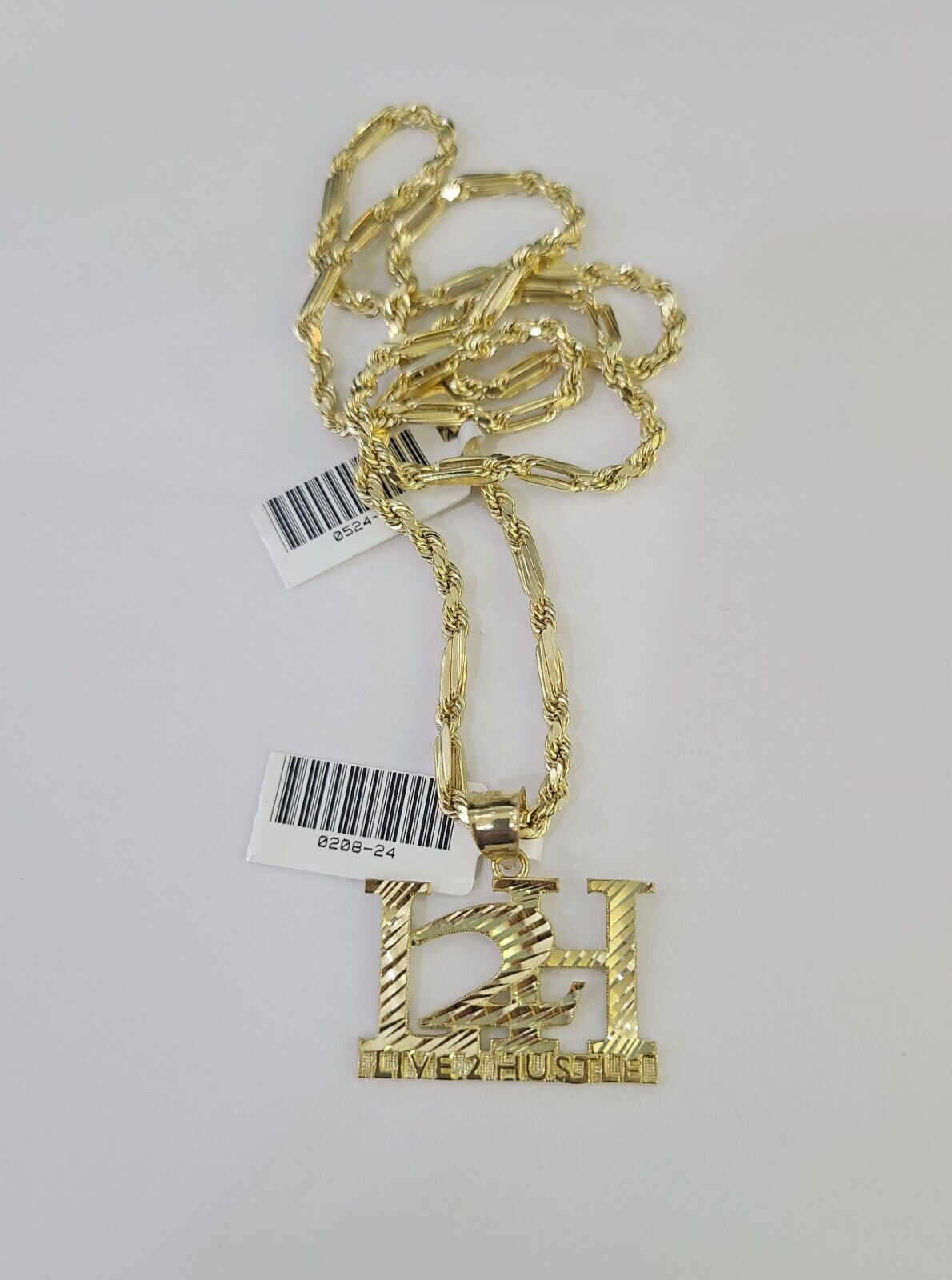 Real 10k Milano Rope Chain L2H Charm Necklace SET 3mm 18" 20" 22" 24" - GoldenlinQ