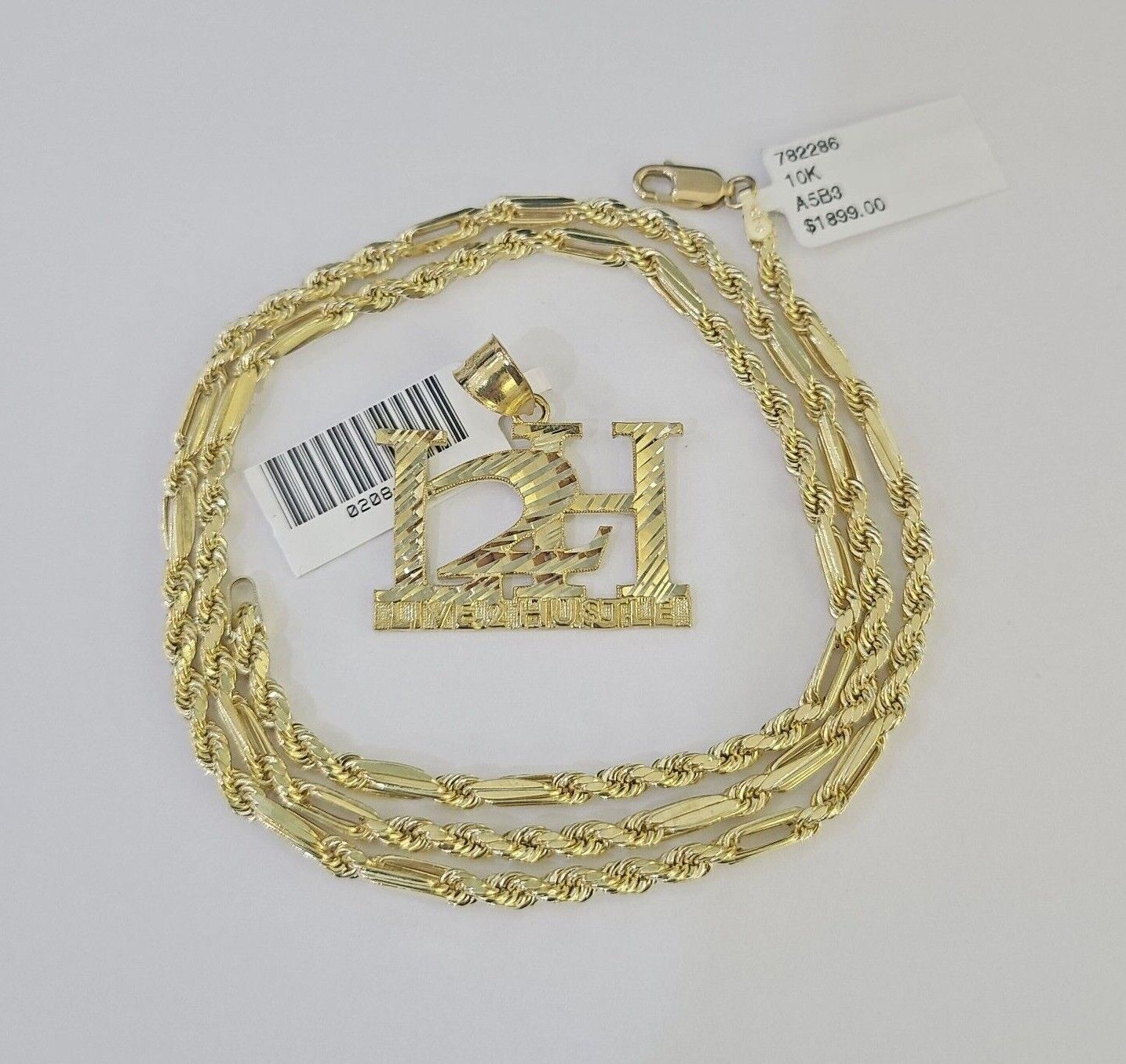 Real 10k Milano Rope Chain L2H Charm Necklace SET 3mm 18" 20" 22" 24" - GoldenlinQ