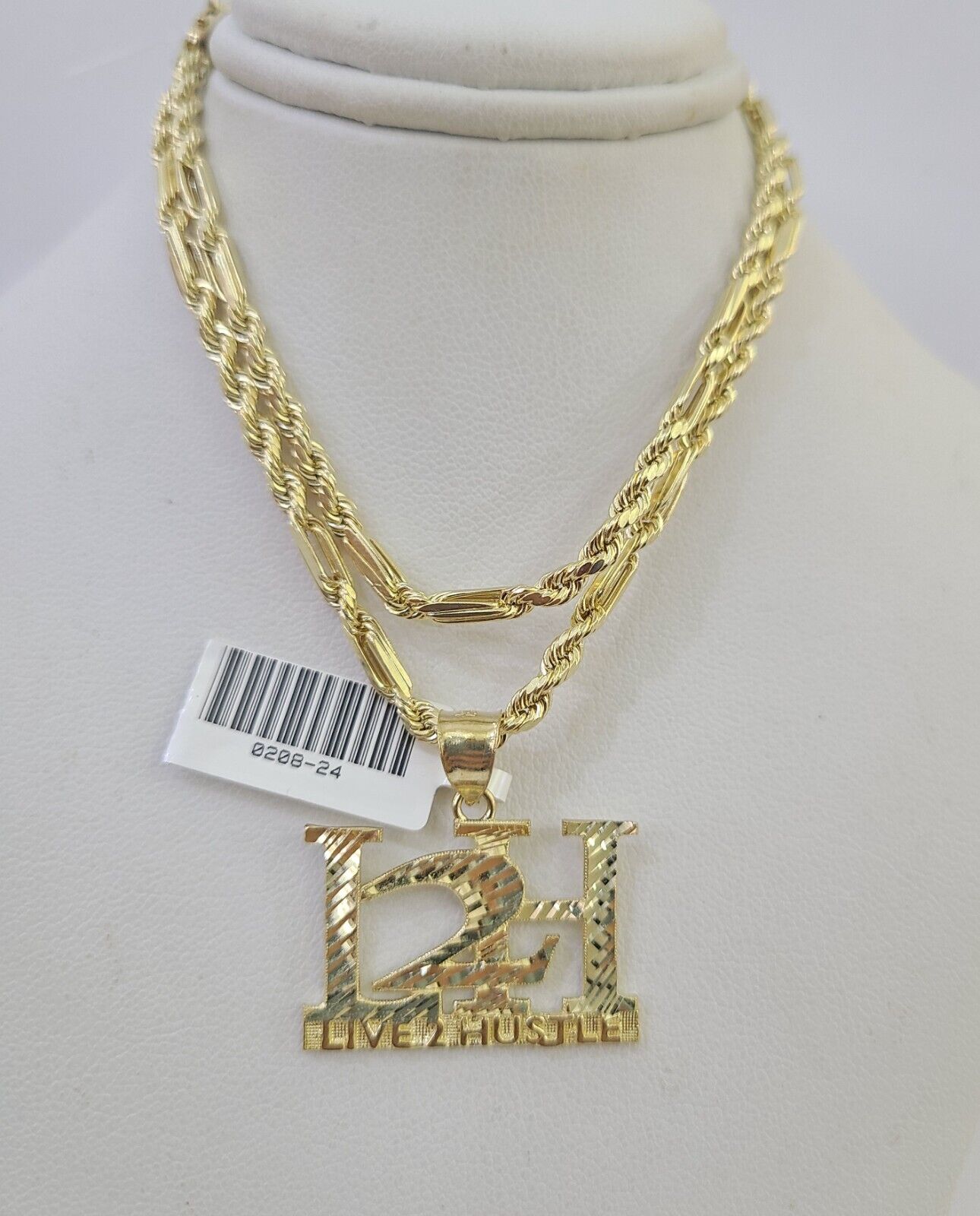 Real 10k Milano Rope Chain L2H Charm Necklace SET 3mm 18" 20" 22" 24" - GoldenlinQ