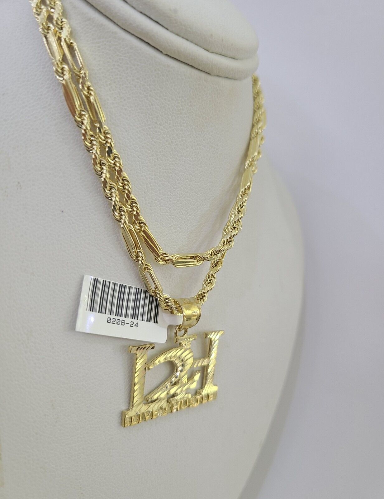 Real 10k Milano Rope Chain L2H Charm Necklace SET 3mm 18" 20" 22" 24" - GoldenlinQ