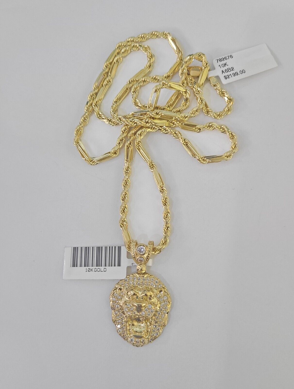 Real 10k Milano Rope Chain Roaring Lion Charm Necklace SET 3mm 18" 20" 22" 24" - GoldenlinQ