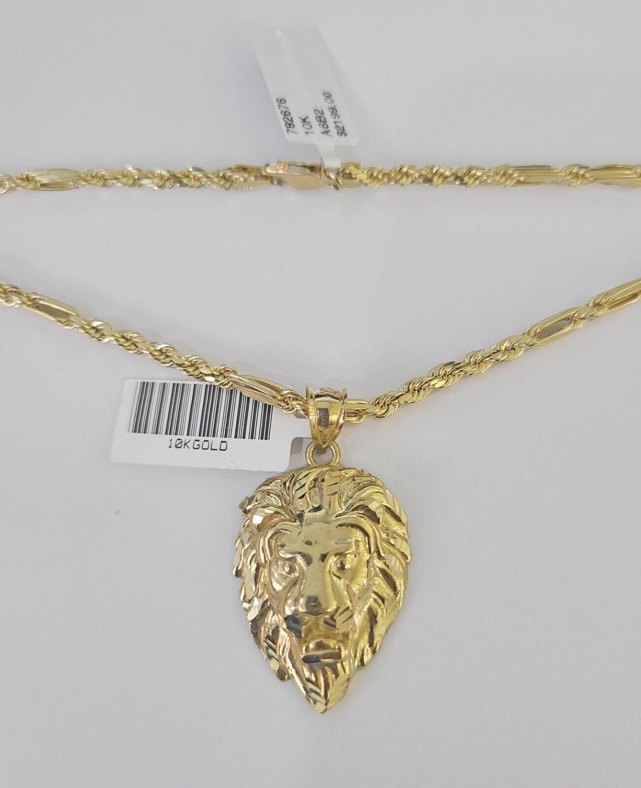 Real 10k Milano Rope Chain Roaring Lion Charm Necklace SET 3mm 18" 20" 22" 24" - GoldenlinQ