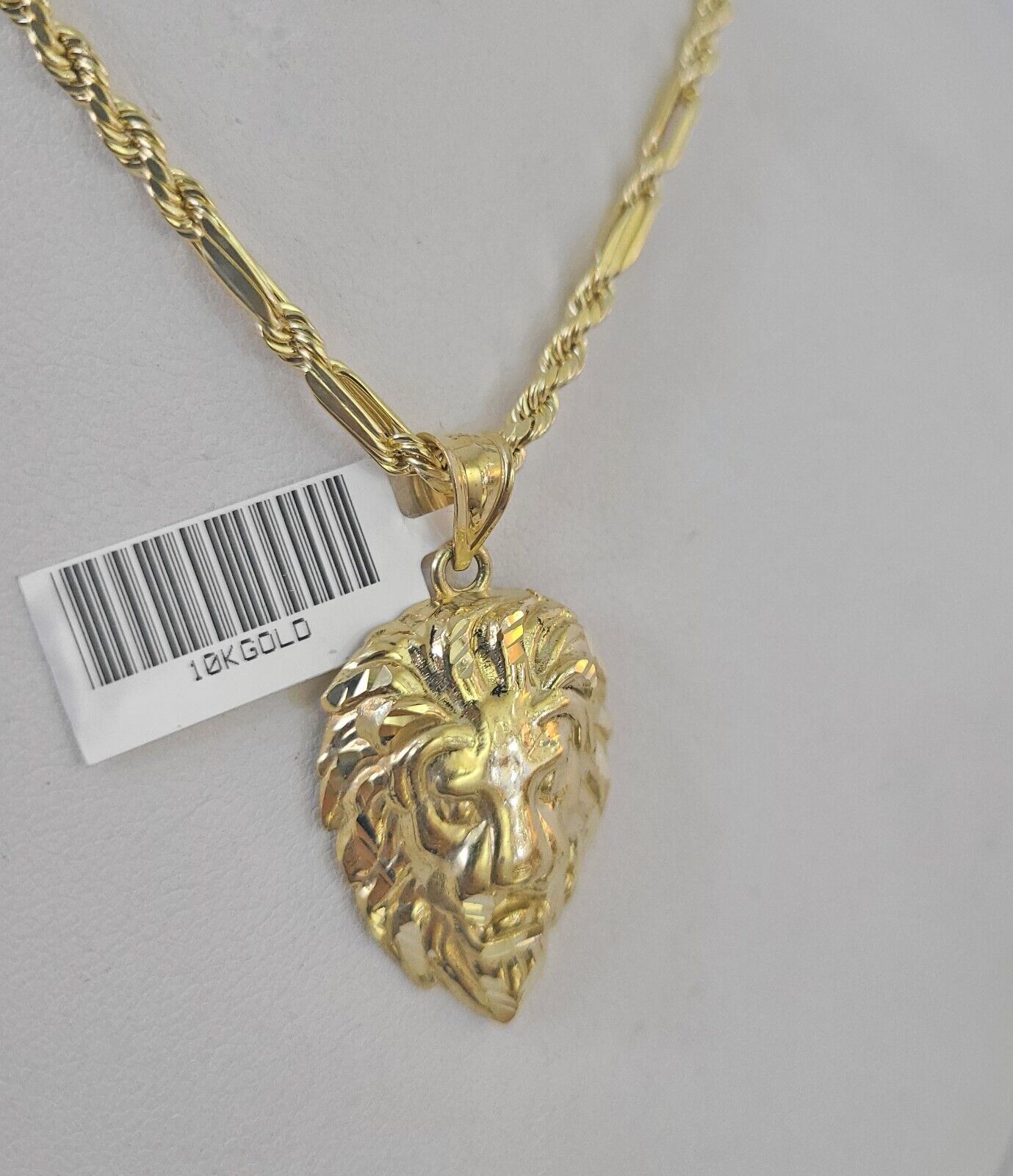 Real 10k Milano Rope Chain Roaring Lion Charm Necklace SET 3mm 18" 20" 22" 24" - GoldenlinQ