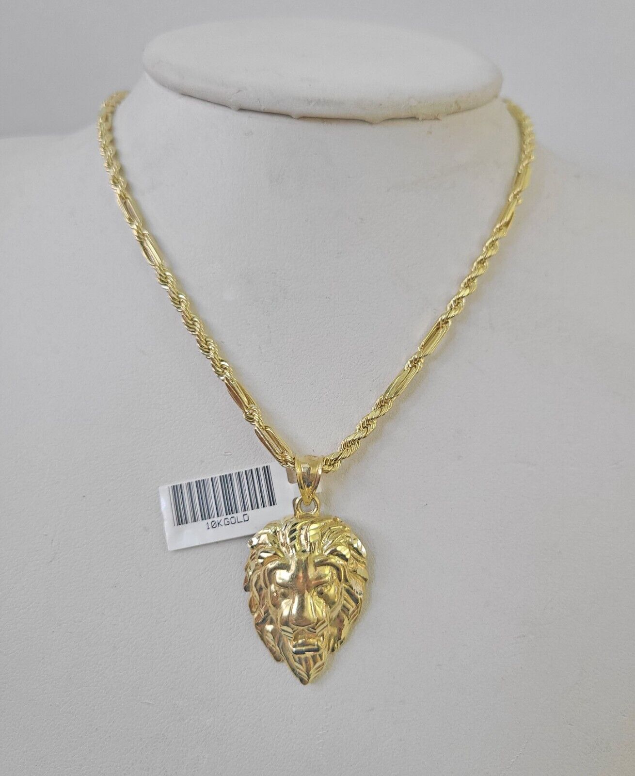 Real 10k Milano Rope Chain Roaring Lion Charm Necklace SET 3mm 18" 20" 22" 24" - GoldenlinQ