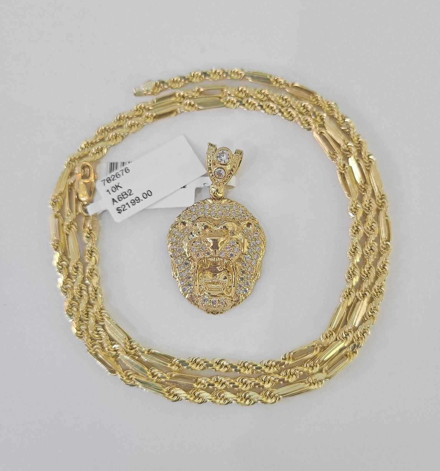 Real 10k Milano Rope Chain Roaring Lion Charm Necklace SET 3mm 18" 20" 22" 24" - GoldenlinQ