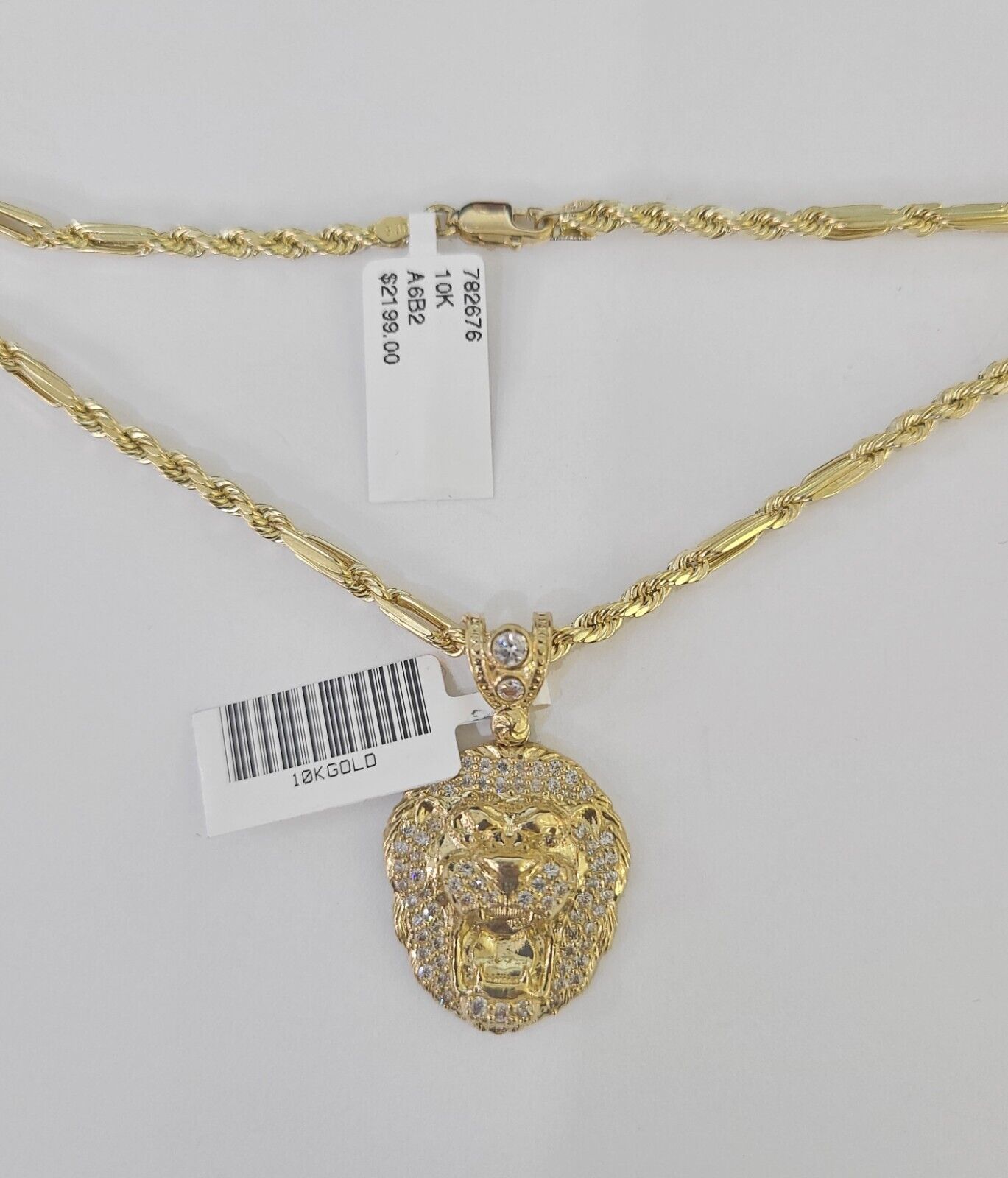 Real 10k Milano Rope Chain Roaring Lion Charm Necklace SET 3mm 18" 20" 22" 24" - GoldenlinQ