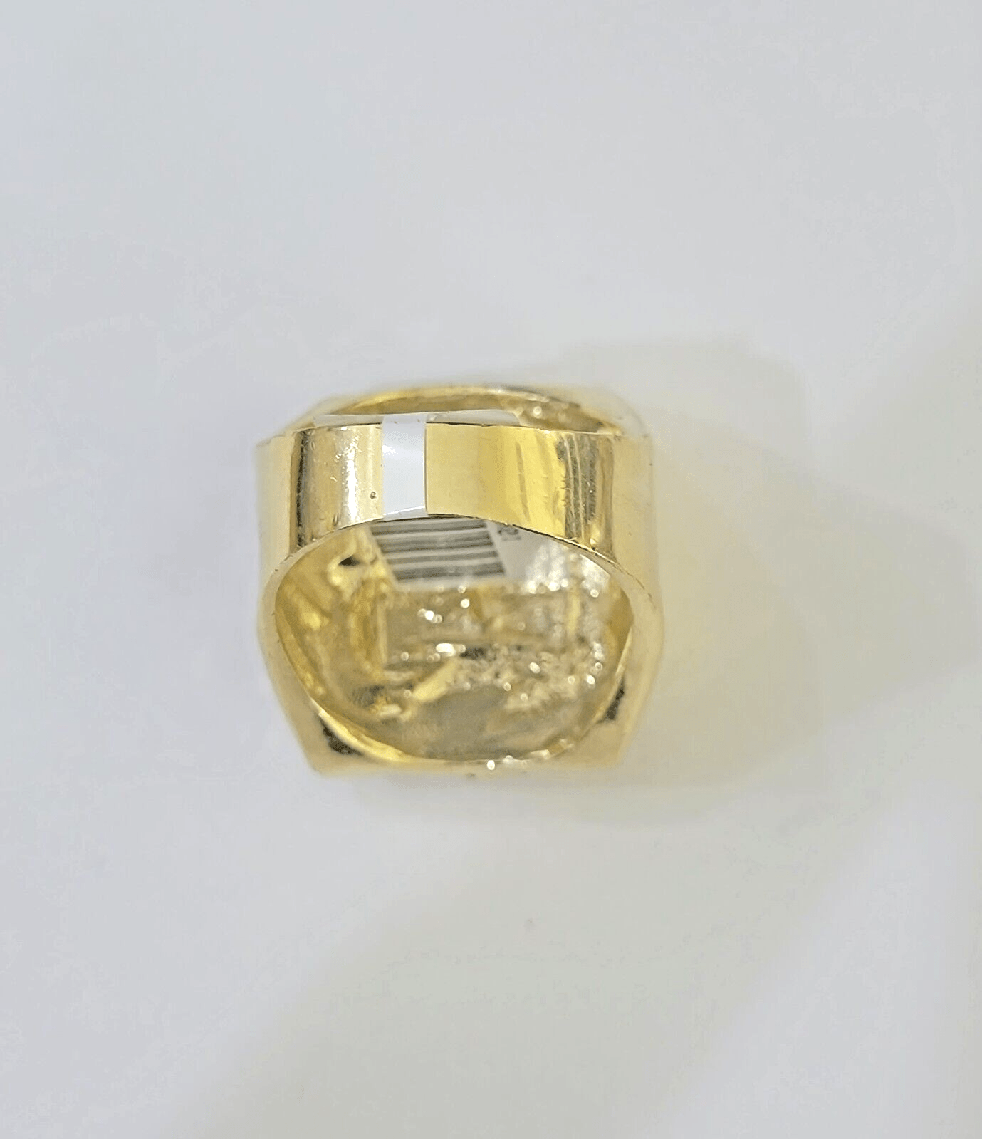 Real 10k Nugget Ring yellow Gold men casual Rectangle gold ring 10kt - GoldenlinQ