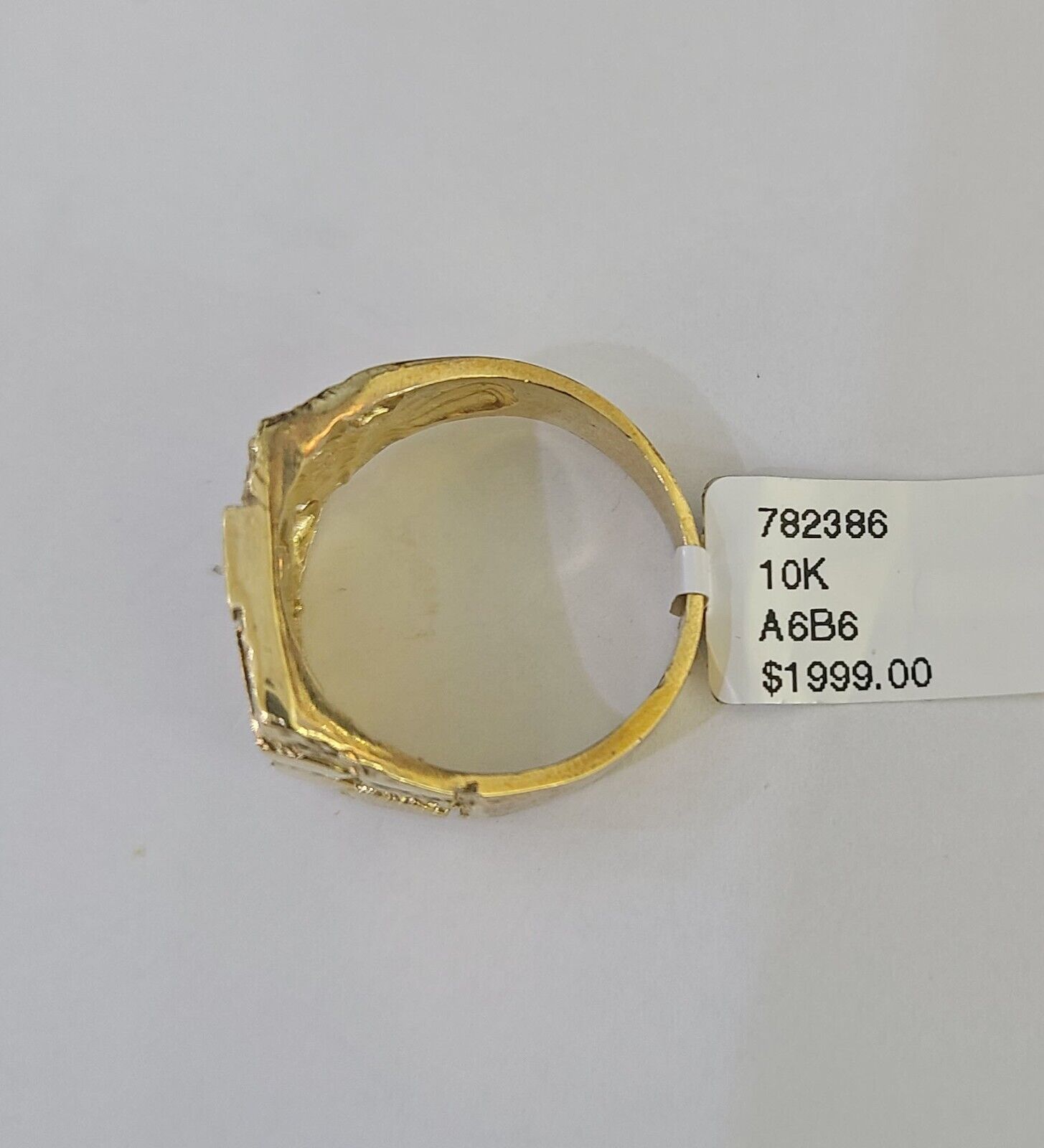 Real 10k Nugget Ring Yellow Gold Men Casual Square Ring 10kt - GoldenlinQ