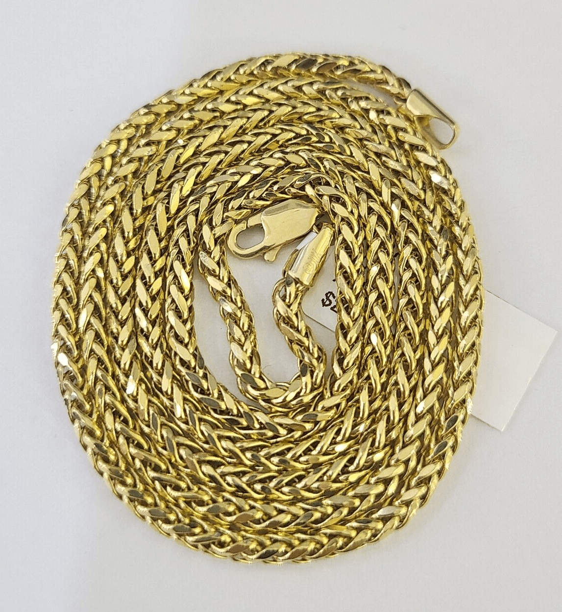Real 10k Palm Chain 2.5mm Yellow Gold Wheat Necklace 24 inches - GoldenlinQ