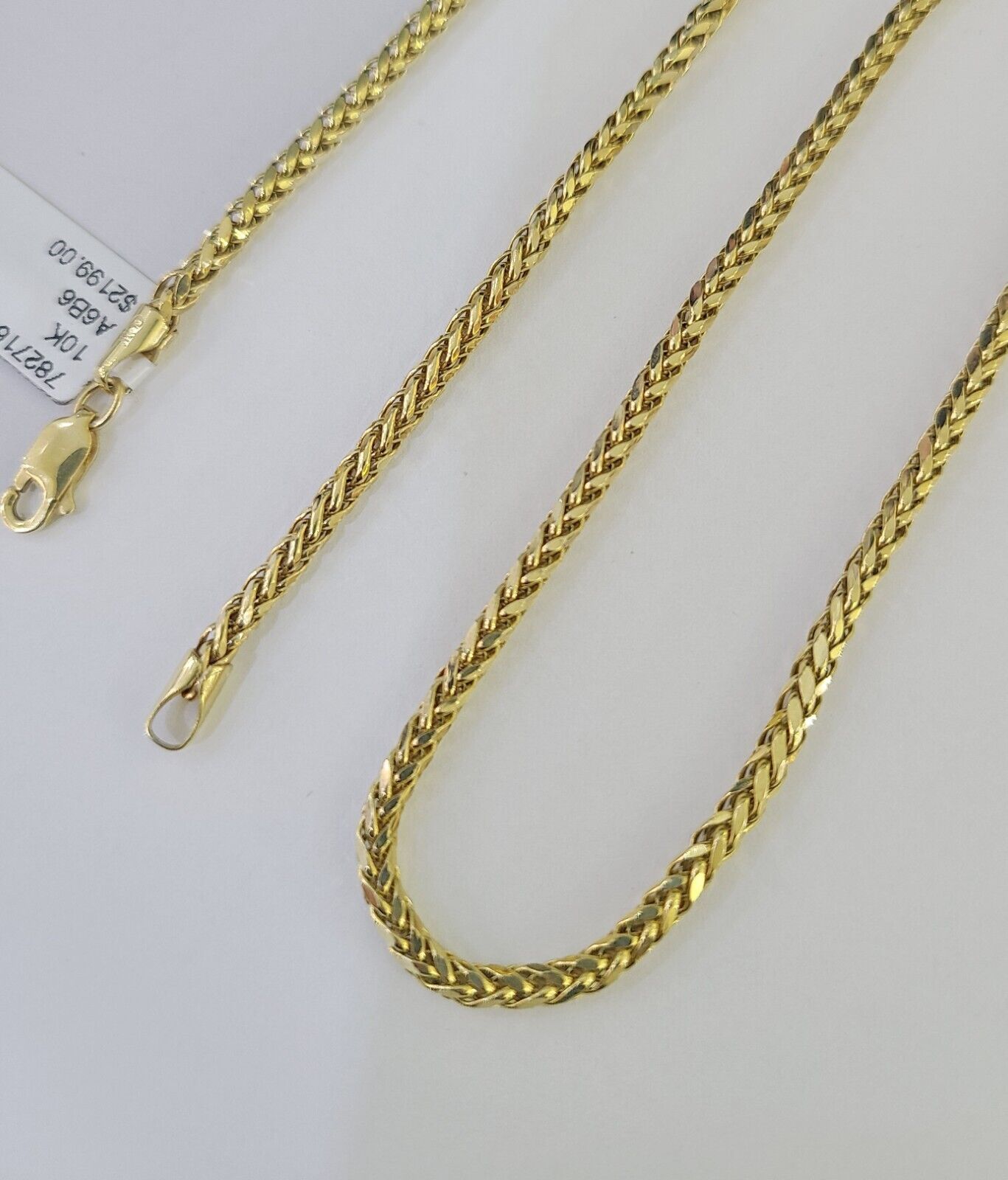 Real 10k Palm Chain 2.5mm Yellow Gold Wheat Necklace 24 inches - GoldenlinQ