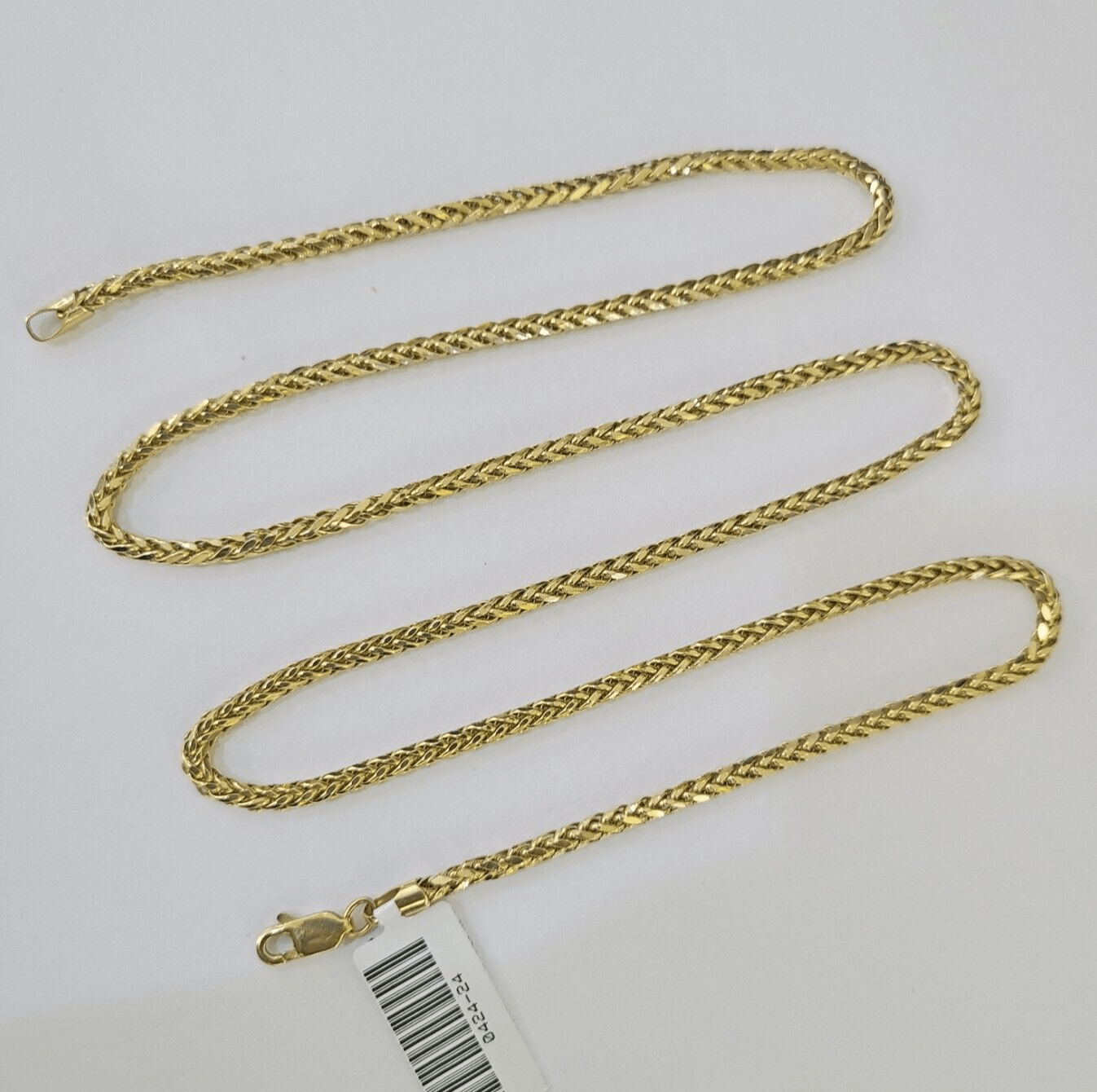 Real 10k Palm Chain 2.5mm Yellow Gold Wheat Necklace 24 inches - GoldenlinQ
