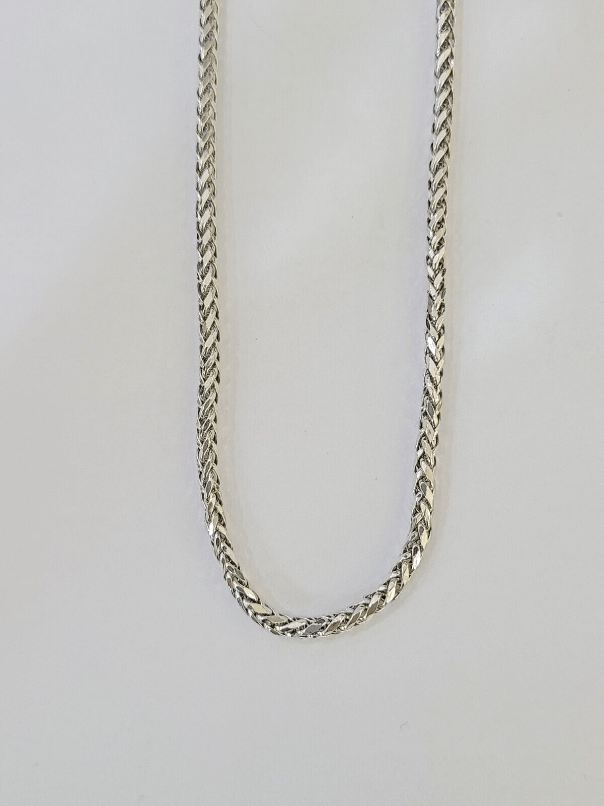 Real 10k Palm Chain White Gold 3mm 26" Necklace Men Women Real Genuine - GoldenlinQ