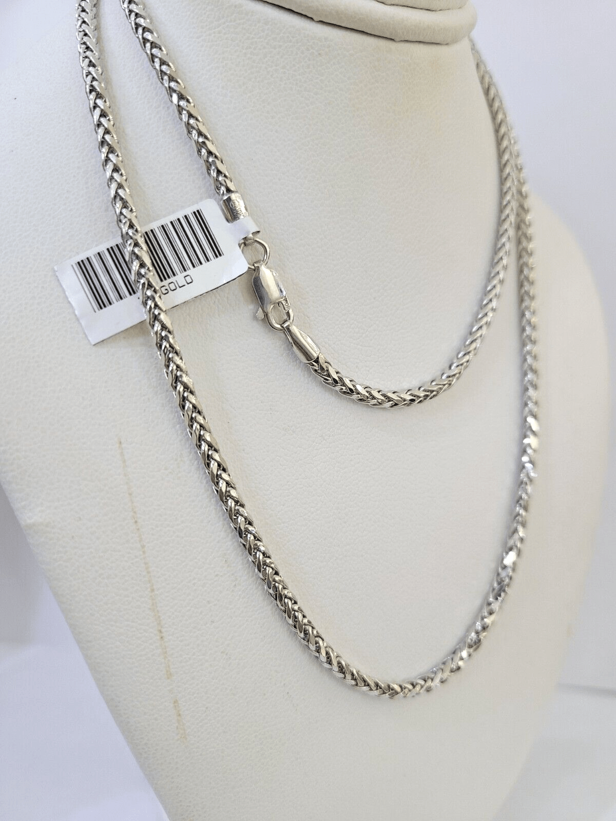 Real 10k Palm Chain White Gold 3mm 26" Necklace Men Women Real Genuine - GoldenlinQ