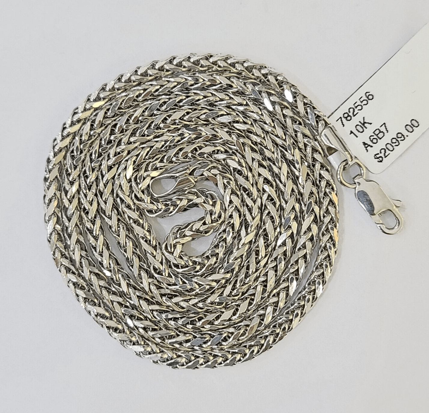 Real 10k Palm Chain White Gold 4mm 22" Necklace Men Women Real Genuine - GoldenlinQ