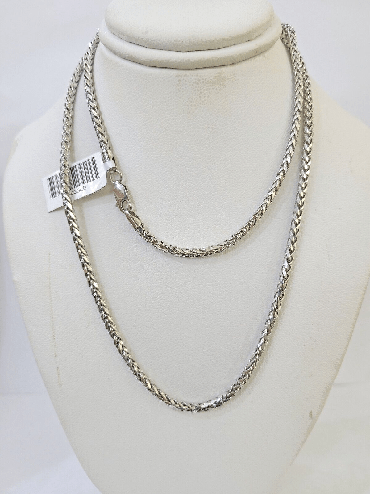 Real 10k Palm Chain White Gold 4mm 24" Necklace Men Women Real Genuine - GoldenlinQ