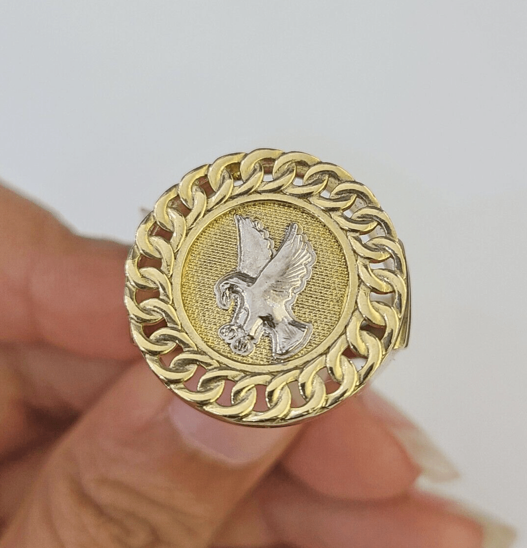 Real 10k Ring Eagle Fancy Design Yellow Gold Men Casual 10kt - GoldenlinQ
