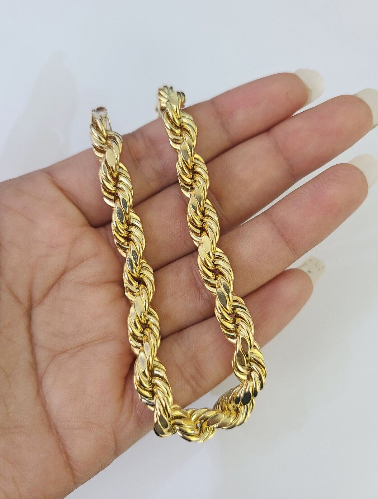 Real 10K Rope Bracelet Yellow Gold 8mm 9 Inch Lobster Lock Mens - GoldenlinQ