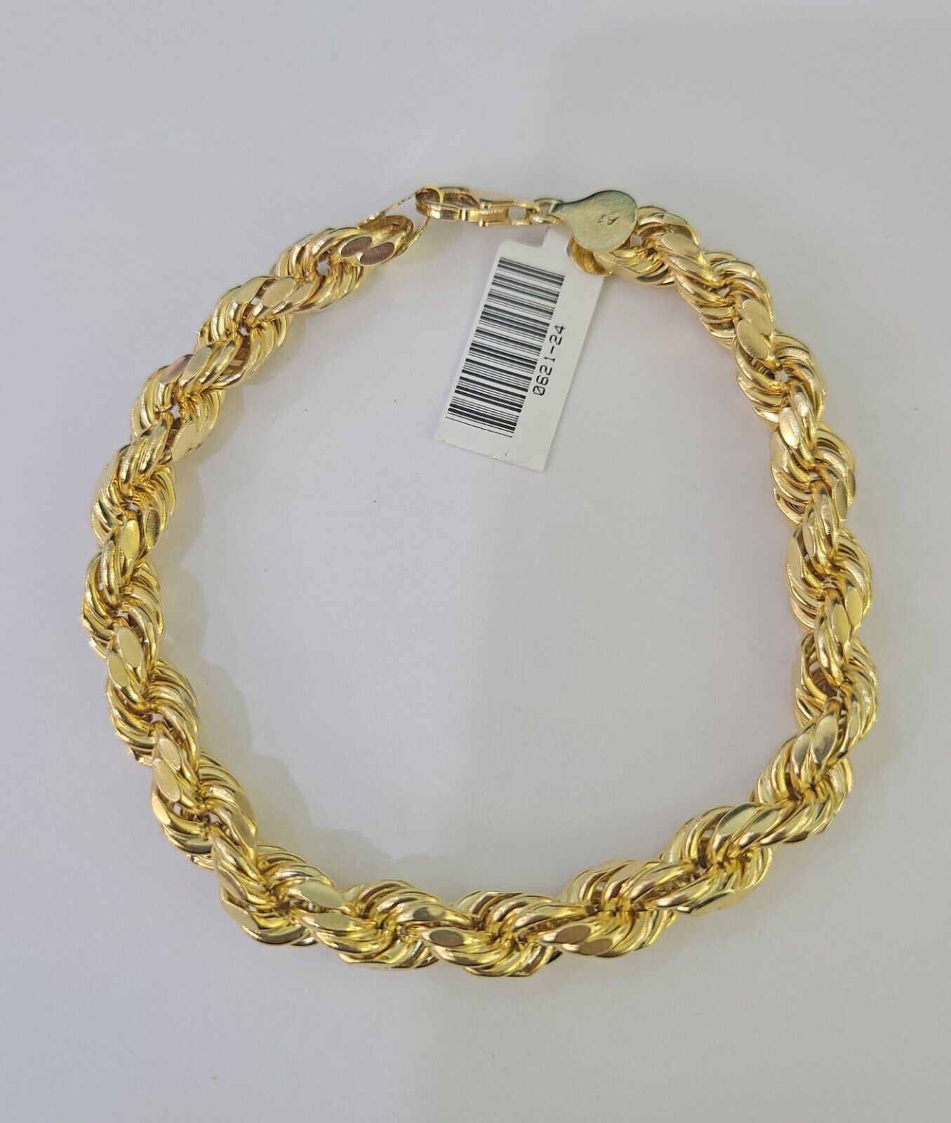 Real 10K Rope Bracelet Yellow Gold 8mm 9 Inch Lobster Lock Mens - GoldenlinQ