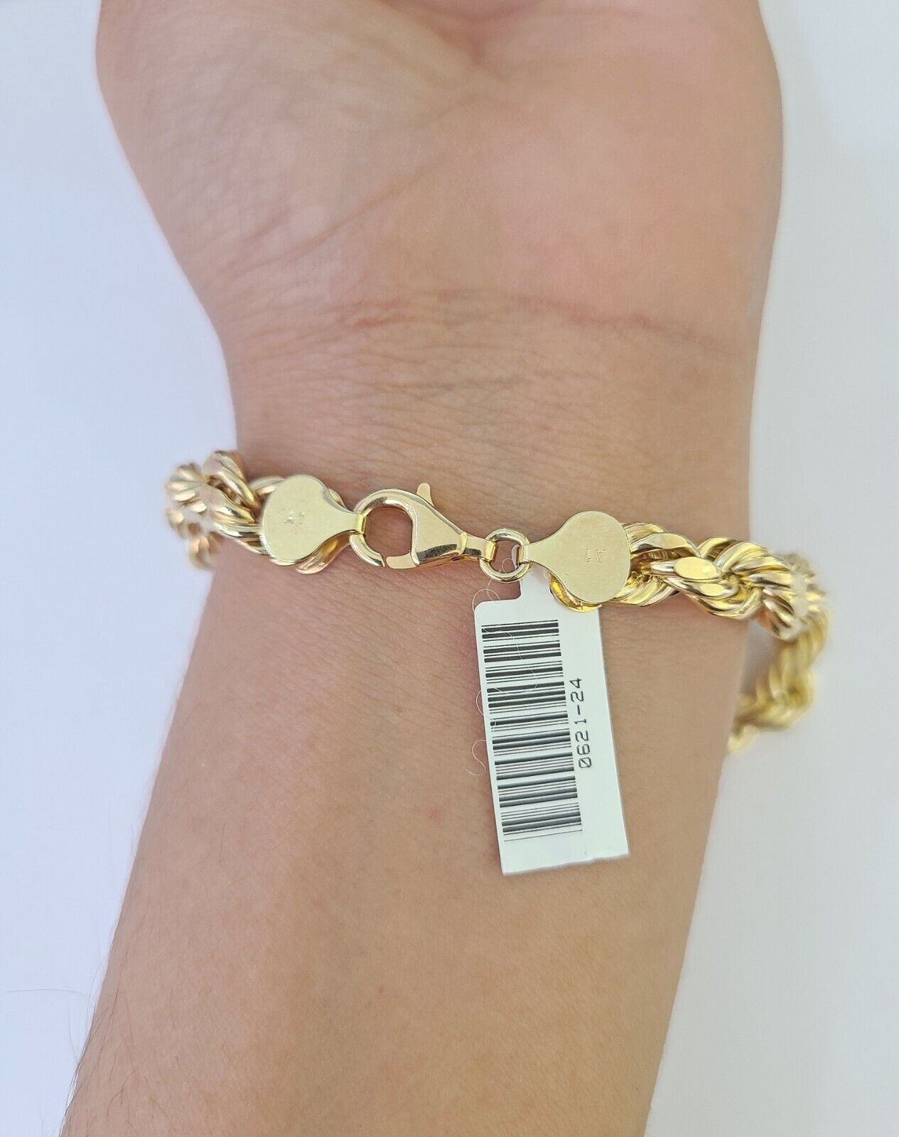 Real 10K Rope Bracelet Yellow Gold 8mm 9 Inch Lobster Lock Mens - GoldenlinQ