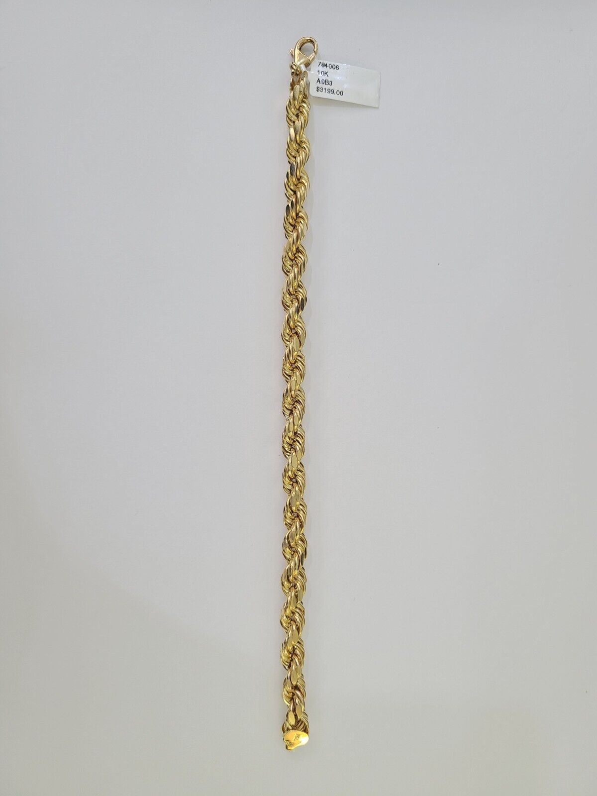 Real 10K Rope Bracelet Yellow Gold 8mm 9 Inch Lobster Lock Mens - GoldenlinQ