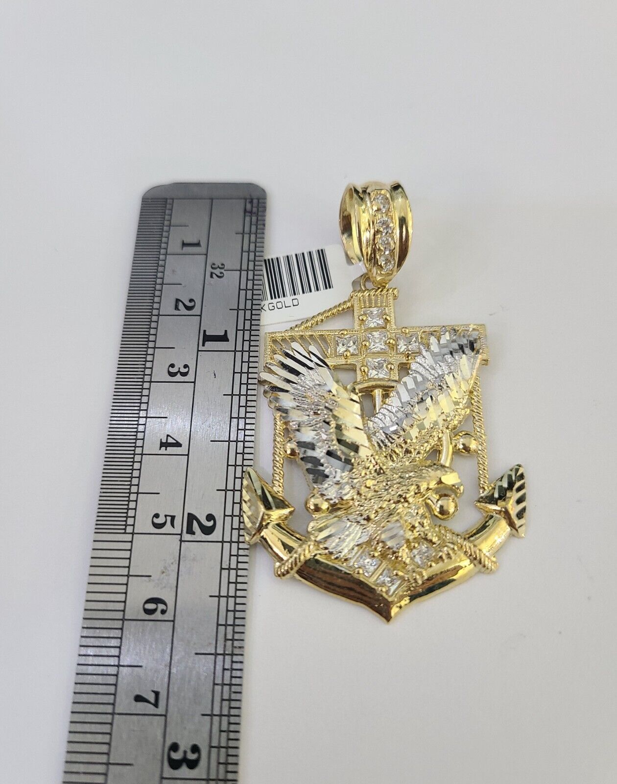 Real 10k Rope Chain Eagle Anchor Charm Set 7mm 20" - 28" Inch Necklace Yellow Gold - GoldenlinQ