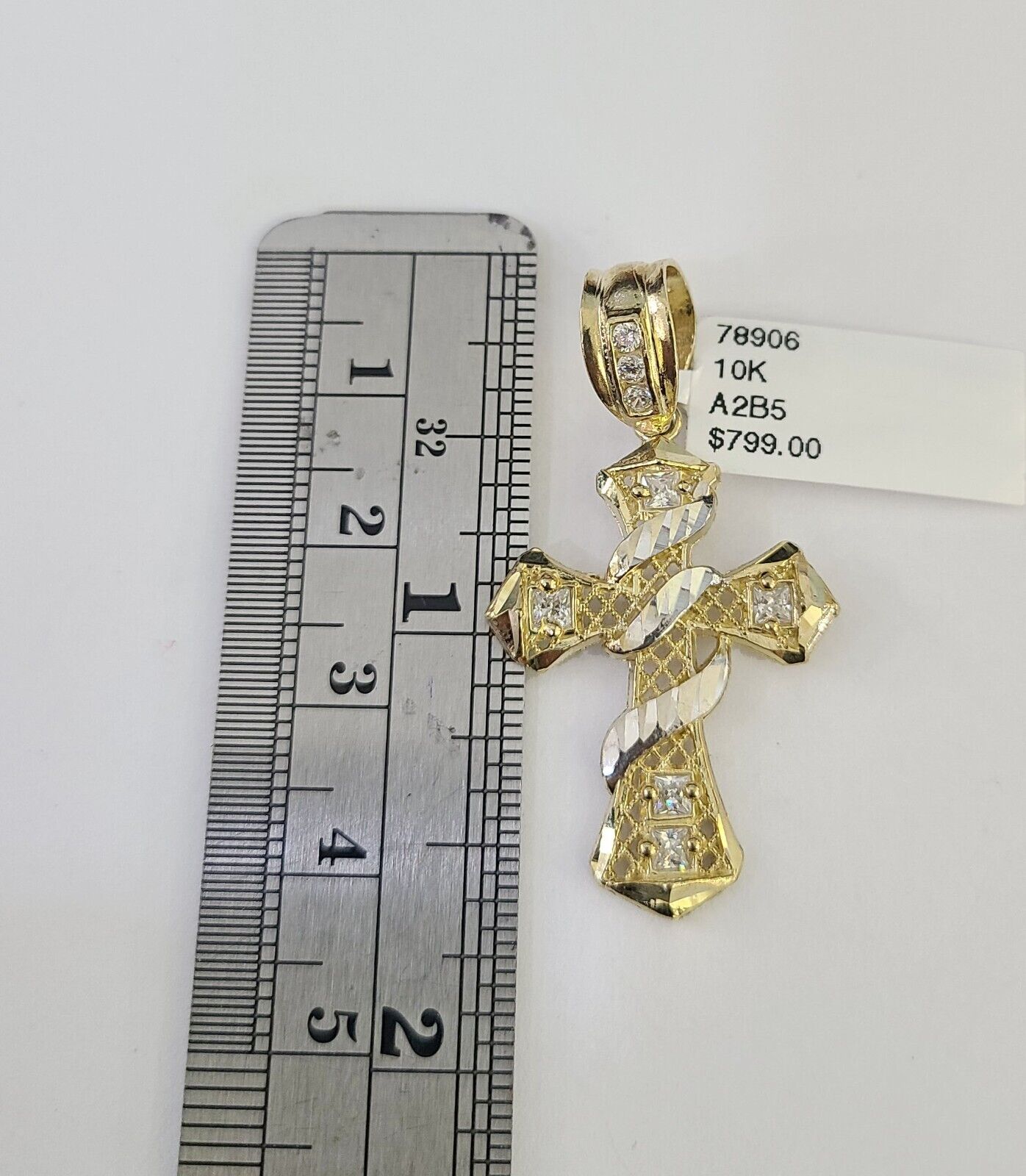 Real 10k Rope Chain Jesus Cross Charm Necklace Pendant Set 5mm 20" - 30" Inch Gold - GoldenlinQ