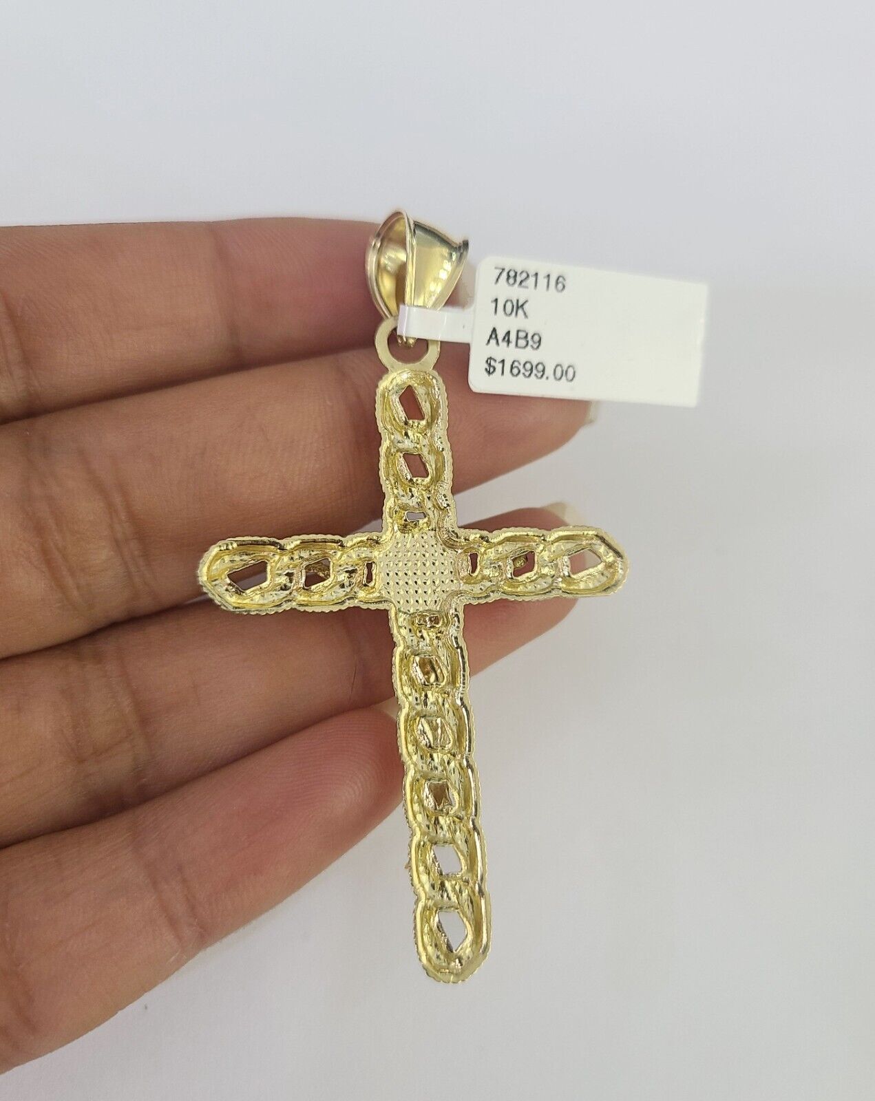 Real 10k Rope Chain Jesus Cross Charm Necklace Pendant Set 5mm 20" - 30" Inch Gold - GoldenlinQ