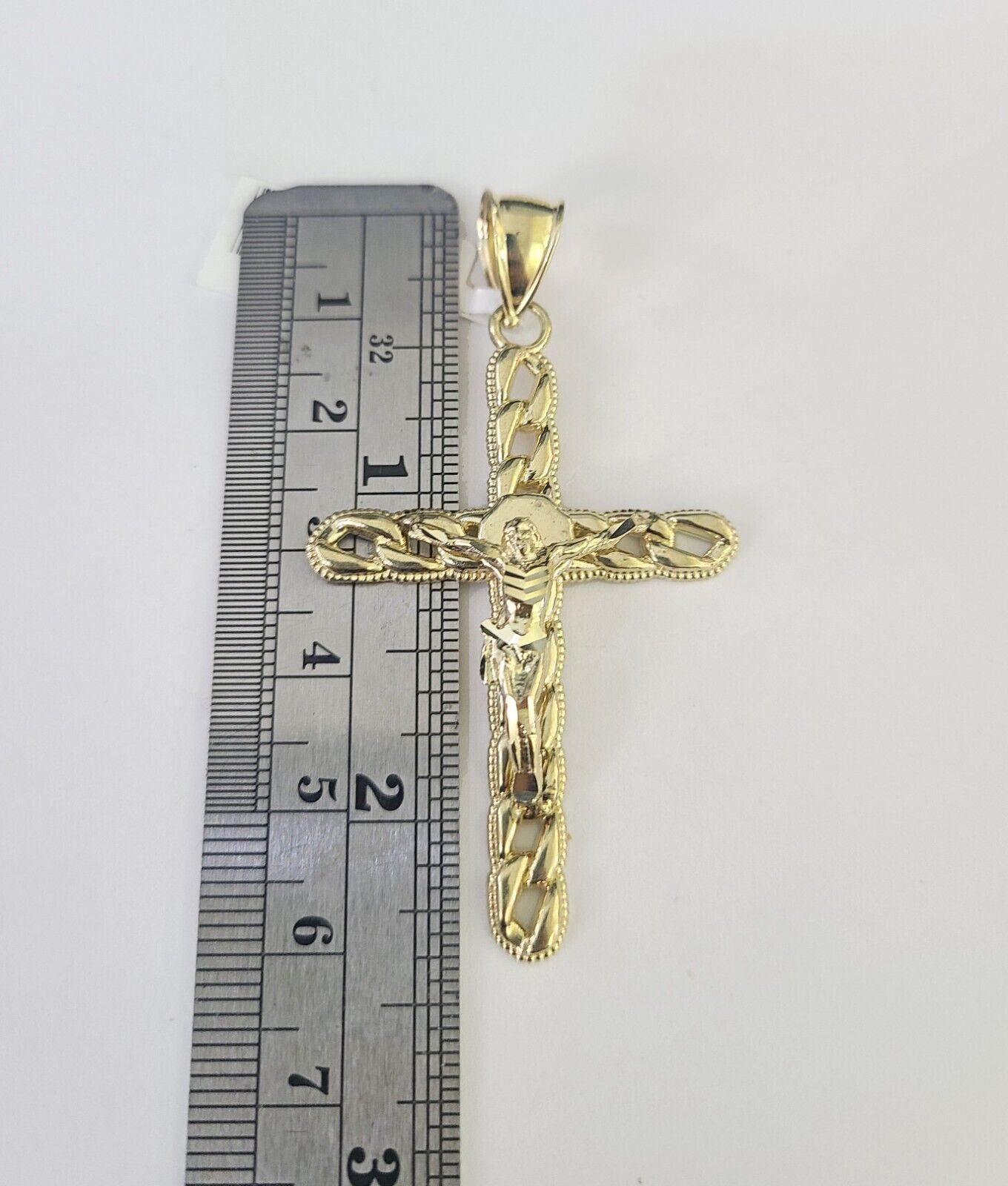 Real 10k Rope Chain Jesus Cross Charm Necklace Pendant Set 5mm 20" - 30" Inch Gold - GoldenlinQ