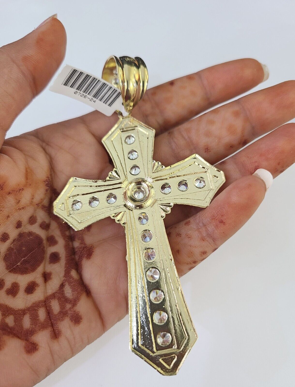 Real 10k Rope Chain Jesus Cross Charm Set 12mm 20" - 30" Inch Necklace Yellow Gold - GoldenlinQ