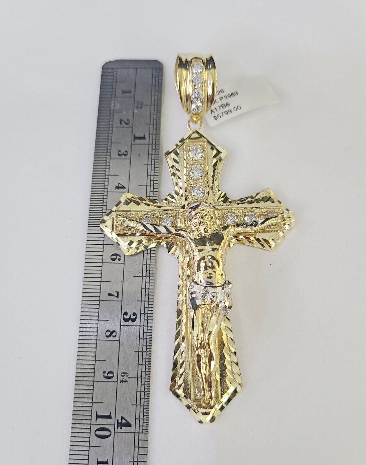 Real 10k Rope Chain Jesus Cross Charm Set 12mm 20" - 30" Inch Necklace Yellow Gold - GoldenlinQ