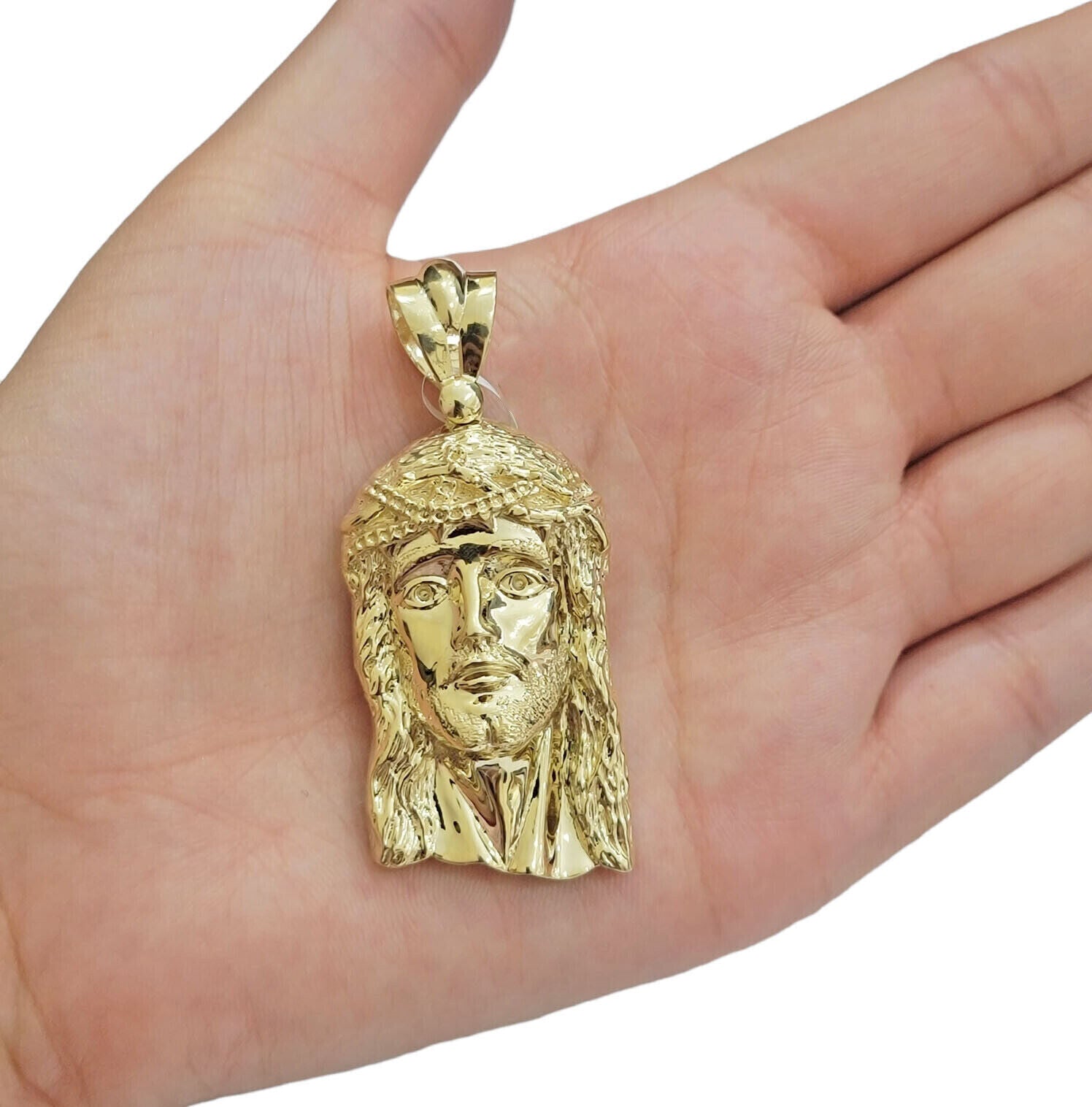REAL 10k Rope Chain & Jesus Head Charm Pendant 5mm 18" - 28" Necklace & Jesus Face - GoldenlinQ