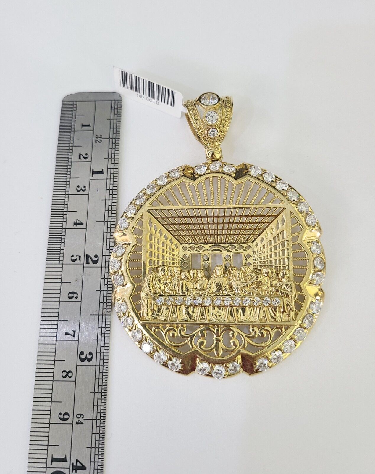 Real 10k Rope Chain Last Supper Charm Set 10mm 20" - 30" Inch Necklace Yellow Gold - GoldenlinQ