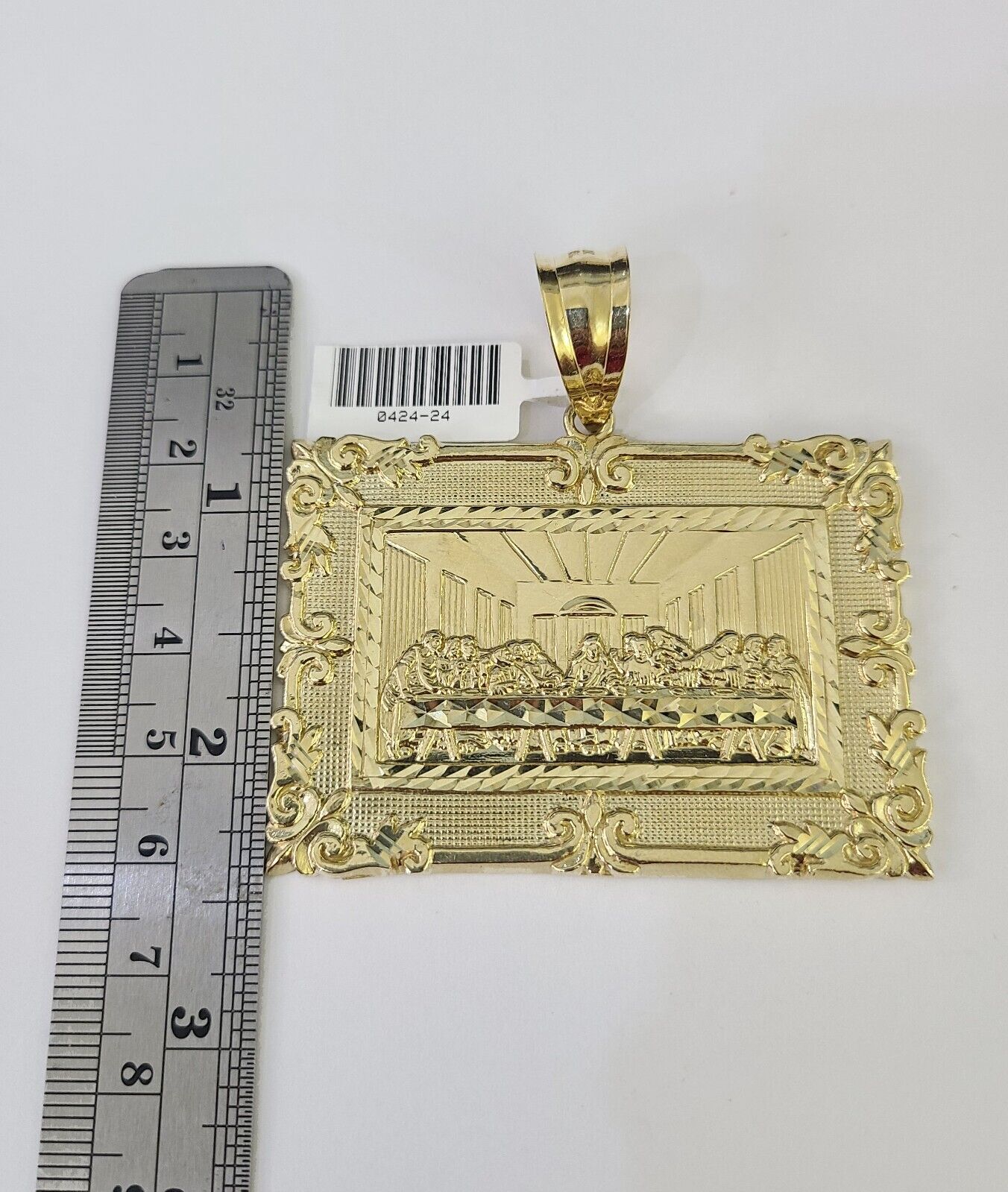 Real 10k Rope Chain Last Supper Charm Set 10mm 20" - 30" Inch Necklace Yellow Gold - GoldenlinQ