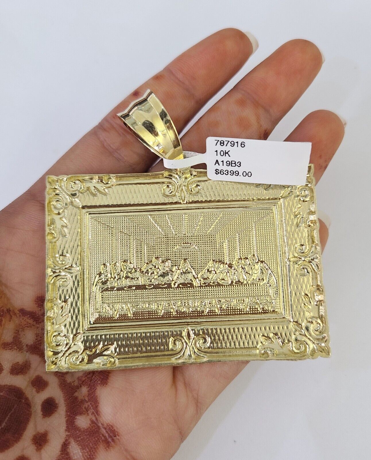 Real 10k Rope Chain Last Supper Charm Set 10mm 20" - 30" Inch Necklace Yellow Gold - GoldenlinQ