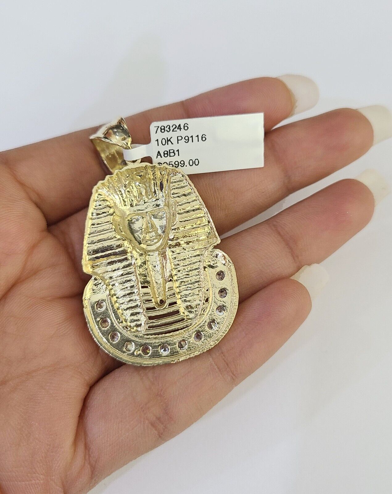 Real 10k Rope Chain Pharaoh Charm Set 7mm 18" - 26" Inch Necklace Yellow Gold - GoldenlinQ