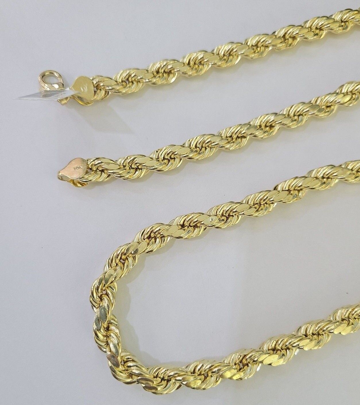 Real 10k Rope Chain Yellow Gold Necklace 8mm 18 - 28 Inch Mens 10kt - GoldenlinQ