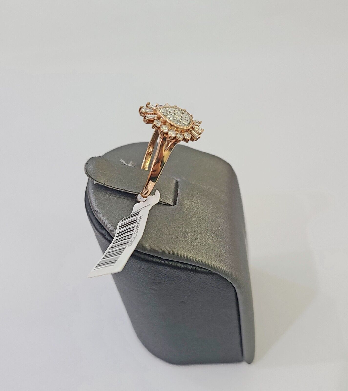 REAL 10k Rose Gold Diamond Ladies Ring Pear Shaped Women Engagement Wedding - GoldenlinQ