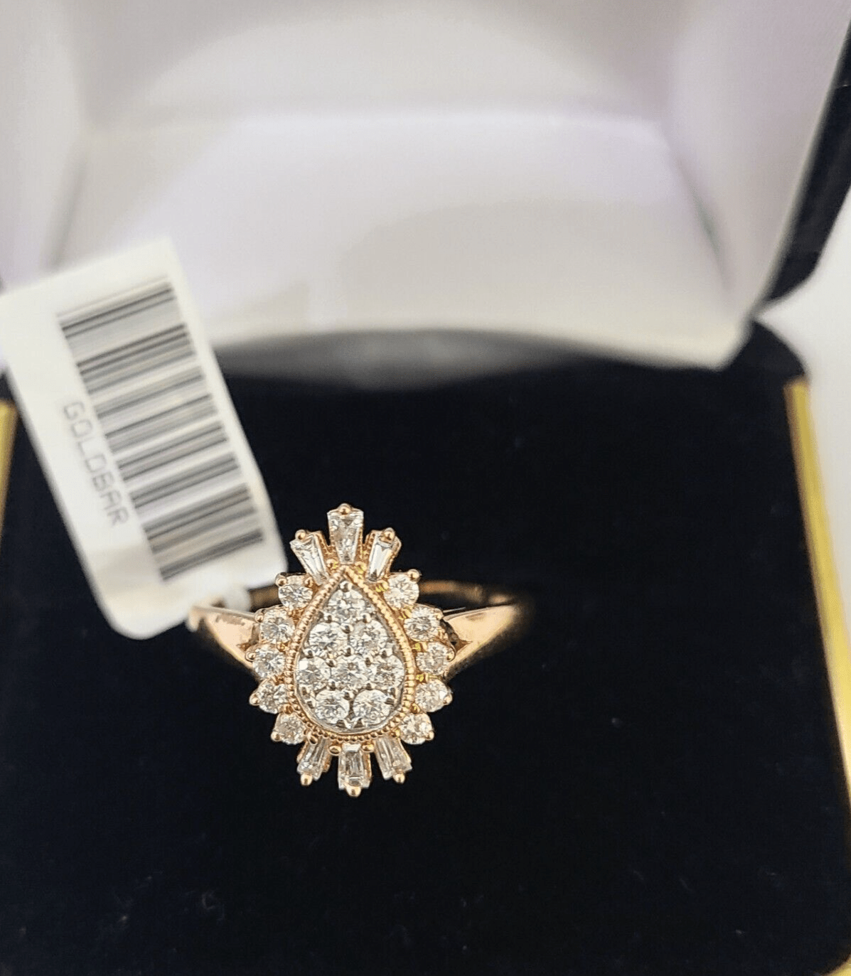 REAL 10k Rose Gold Diamond Ladies Ring Pear Shaped Women Engagement Wedding - GoldenlinQ