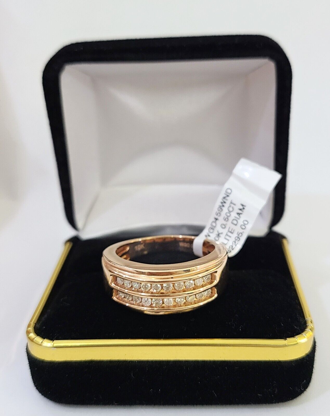 REAL 10k Rose Gold Diamond Mens Ring Engagement Wedding Genuine - GoldenlinQ