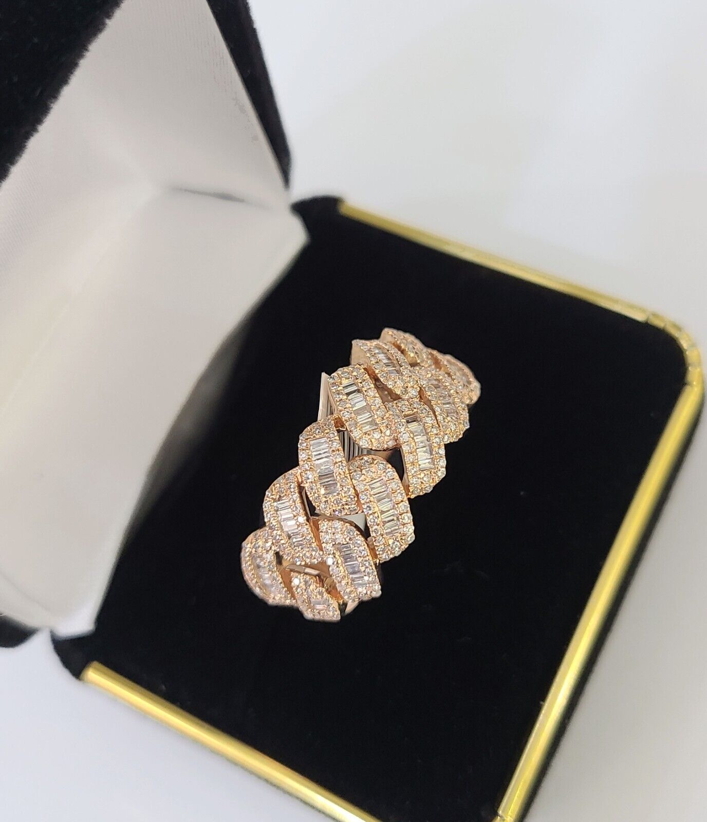 Real 10k Rose Gold Diamond Mens Ring Engagement Wedding Genuine - GoldenlinQ