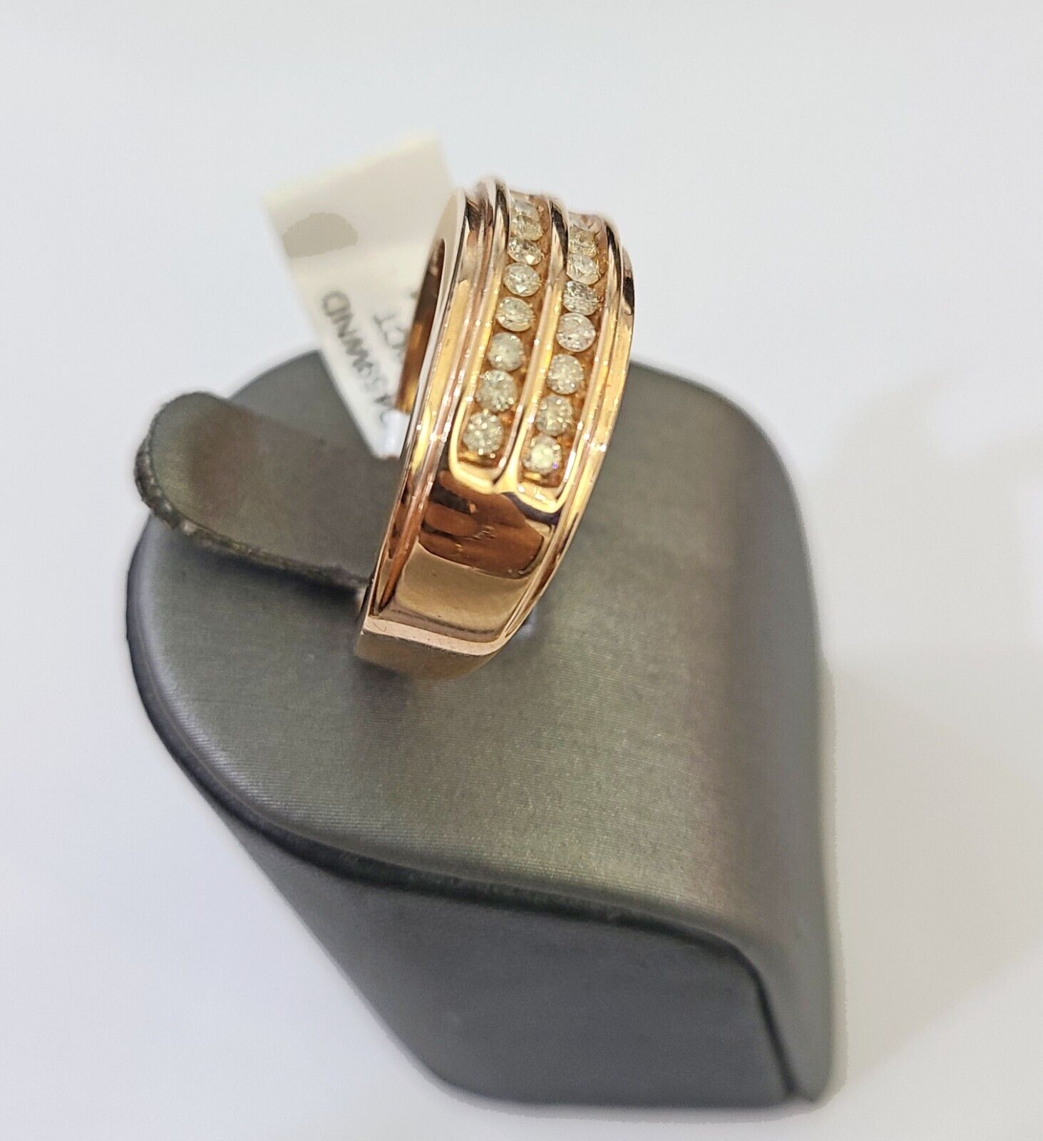 REAL 10k Rose Gold Diamond Mens Ring Engagement Wedding Genuine - GoldenlinQ