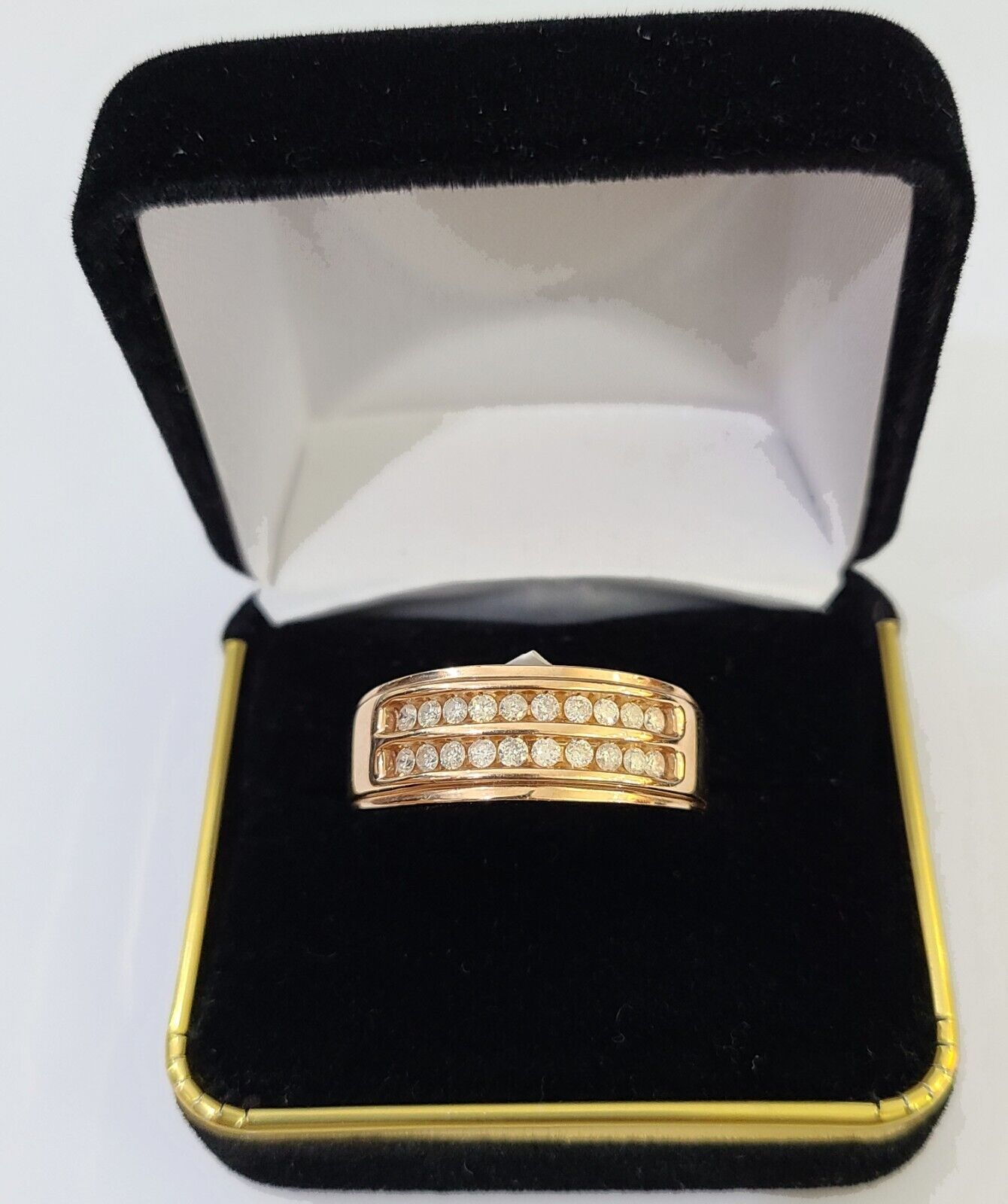 REAL 10k Rose Gold Diamond Mens Ring Engagement Wedding Genuine - GoldenlinQ