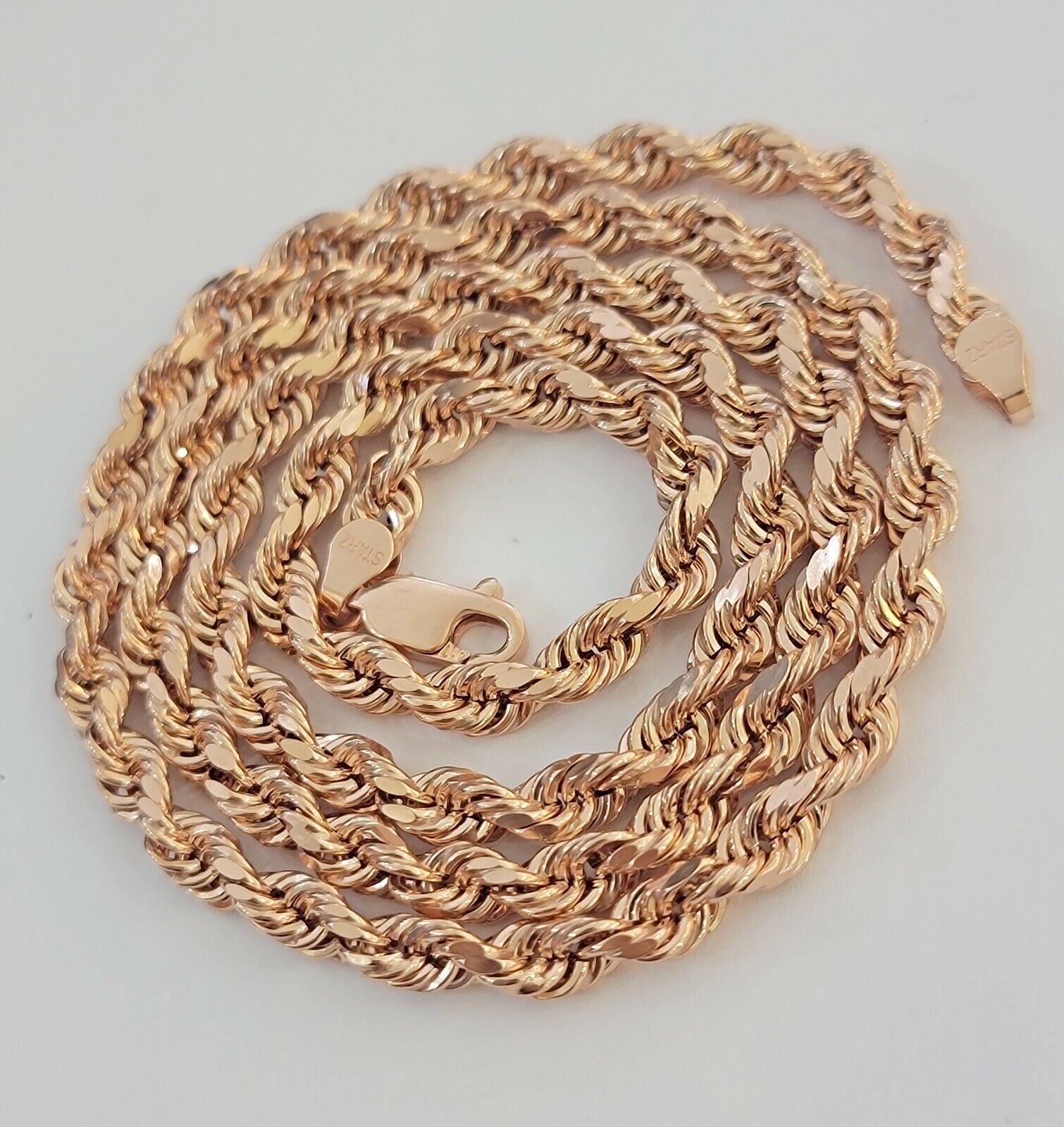 Real 10k Rose Gold Rope Necklace Chain Chain 4mm 20" - 24" Inch Men Women SOLID - GoldenlinQ
